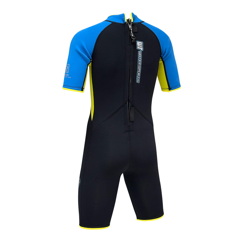 3.5mm 兒童 CR 絨毛內裡游泳連身保暖衣 - 藍/黃