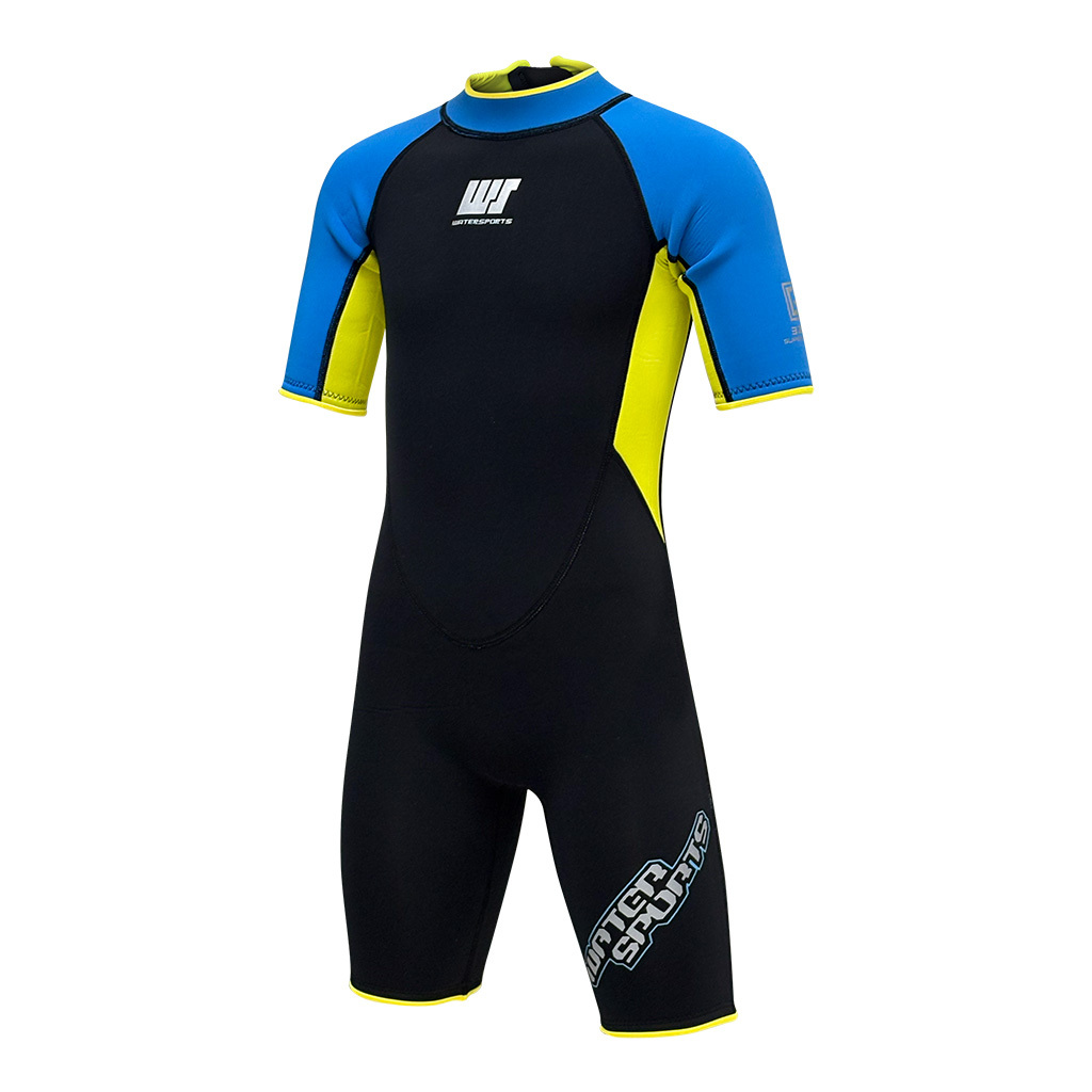 3.5mm 兒童 CR 絨毛內裡游泳連身保暖衣 - 藍/黃