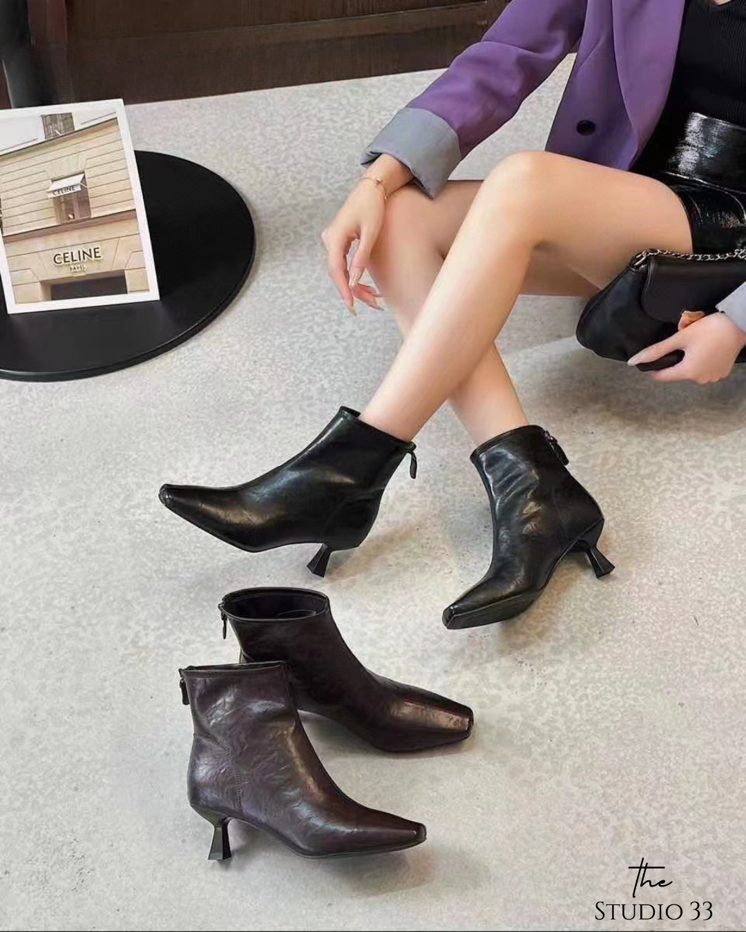 法式細跟軟皮瘦瘦靴
