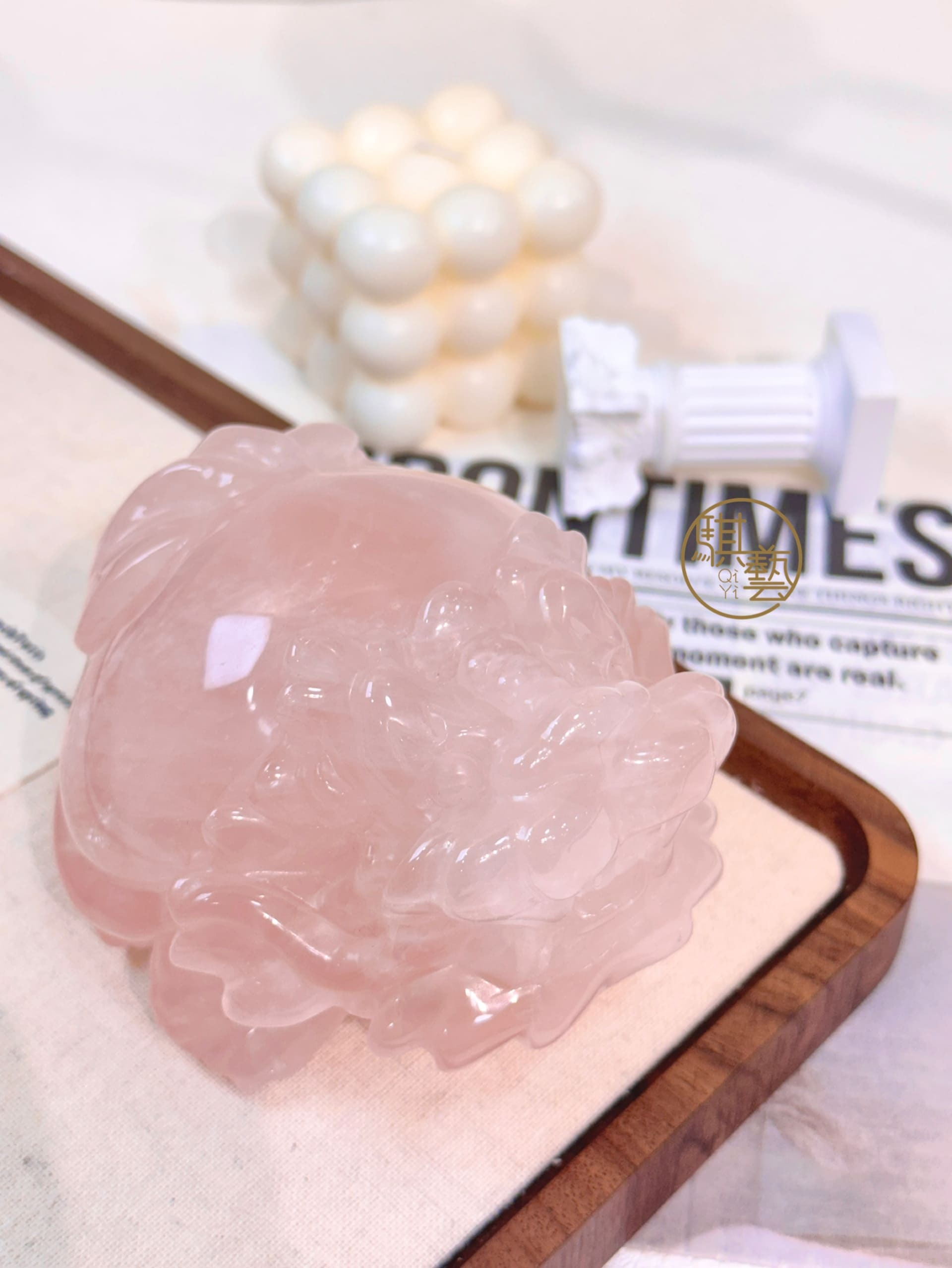 西柚粉晶龍龜｜柔美能量 x 化煞聚財