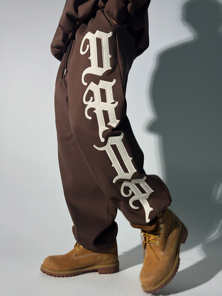 垂墜貼花繫帶休閒褲