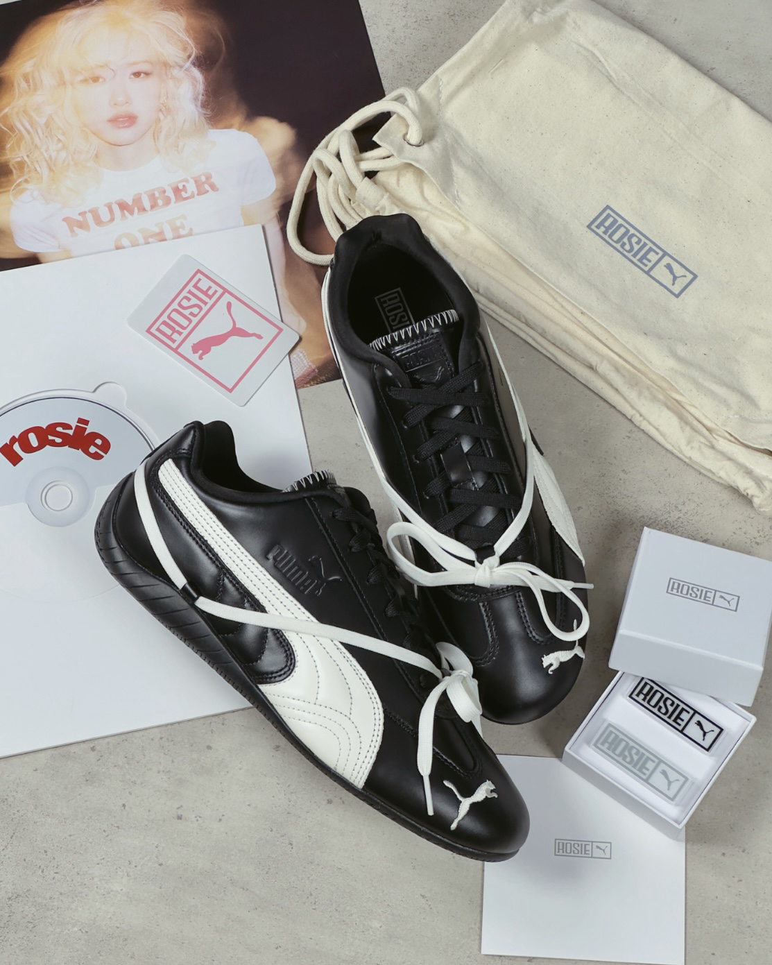 Rosé x Puma Speedcat Leather "Premium Black" 黑白 奶白 亮面皮 聯名款 芭蕾風 朴彩英 復古 雙鞋帶 賽車鞋