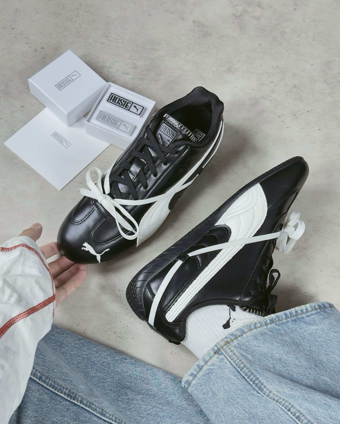 Rosé x Puma Speedcat Leather "Premium Black" 黑白 奶白 亮面皮 聯名款 芭蕾風 朴彩英 復古 雙鞋帶 賽車鞋