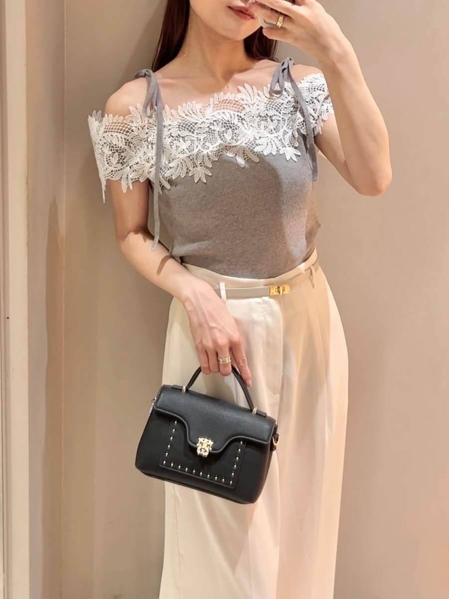 [預購] 折扣 SNIDEL蕾絲組合短袖針織套頭衫