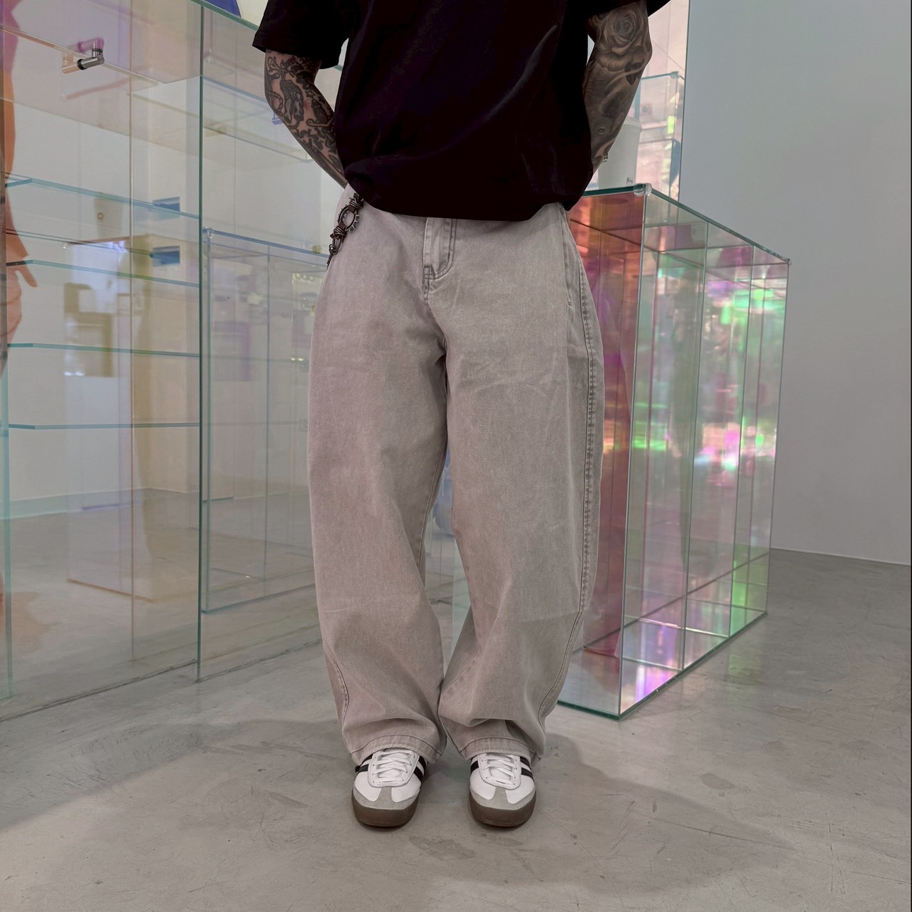 Vintage 水洗寬版牛仔褲