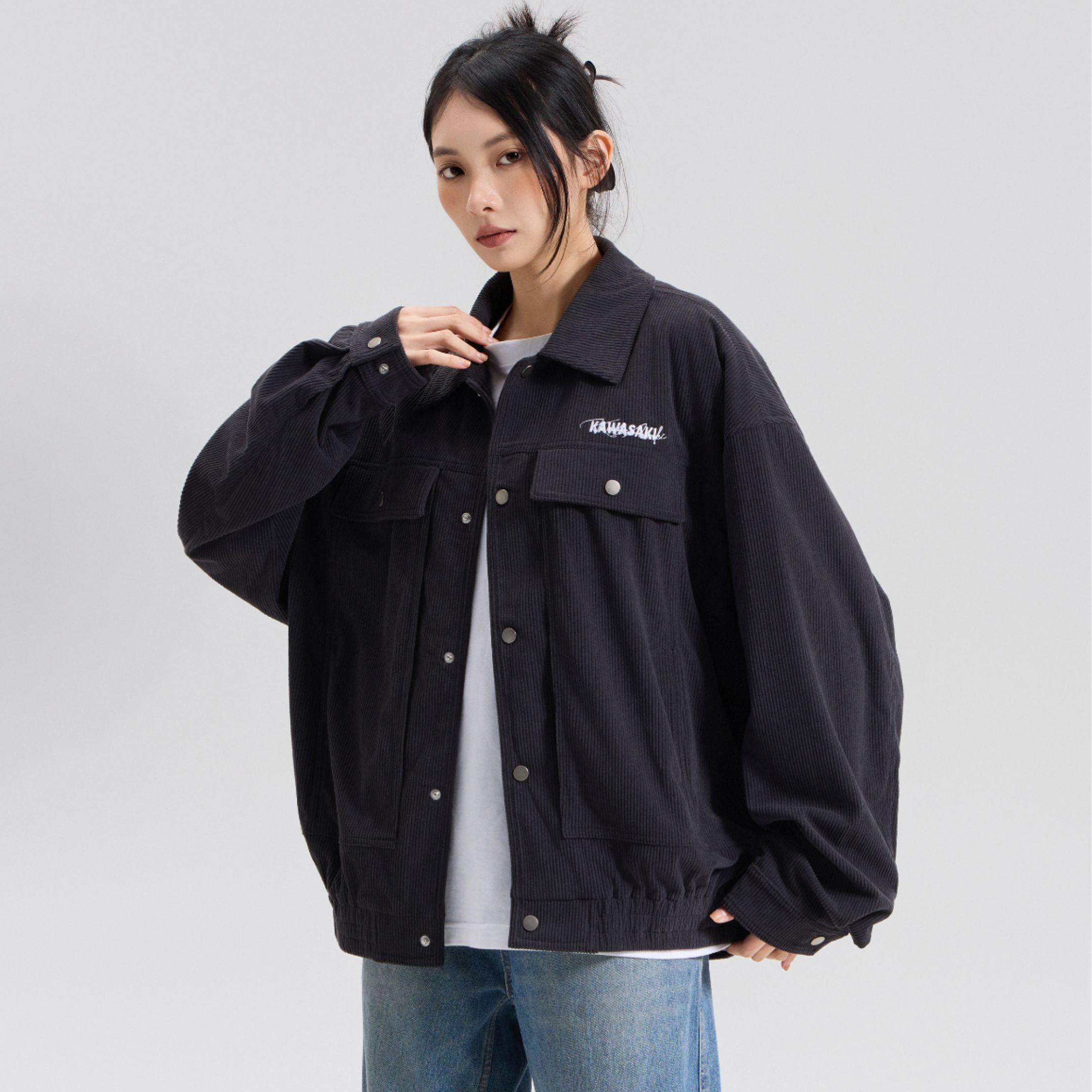 NICEDAY 代購 服飾 Kawasaki 川崎 美式 復古 燈芯絨 外套 夾克 灰 黑 卡其 米色
