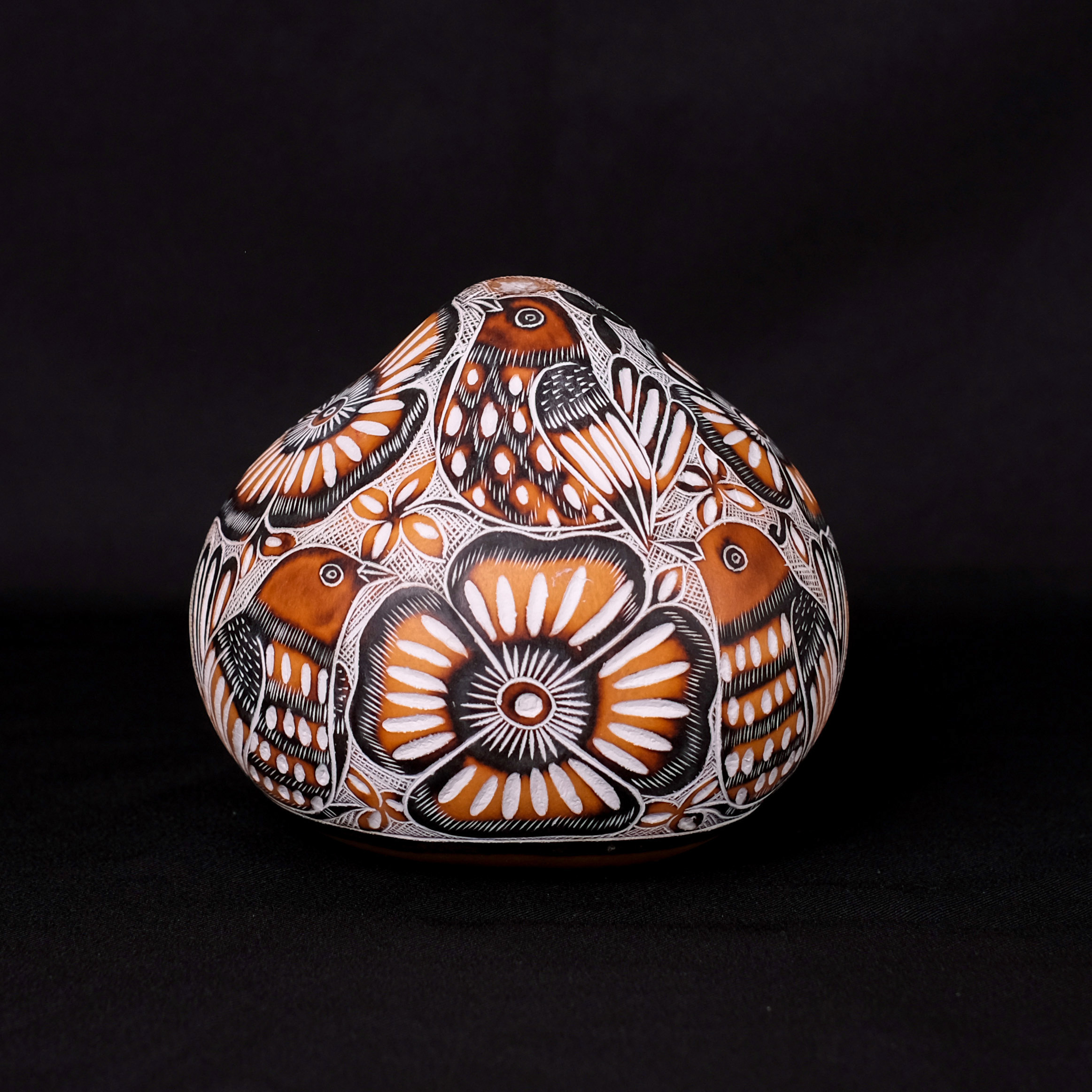 萬卡約葫蘆雕刻｜黃花與鳥 56｜秘魯