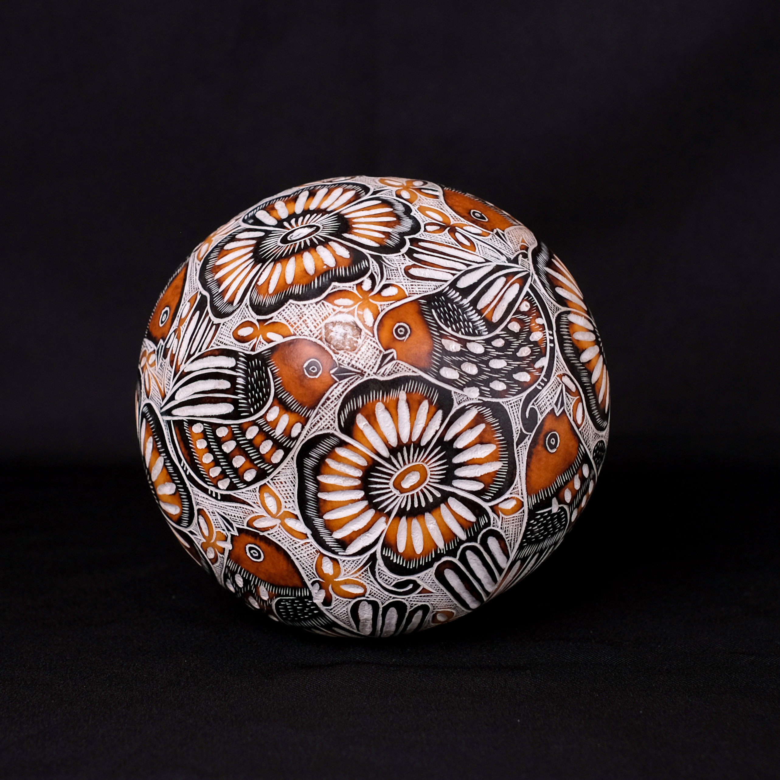 萬卡約葫蘆雕刻｜黃花與鳥 56｜秘魯