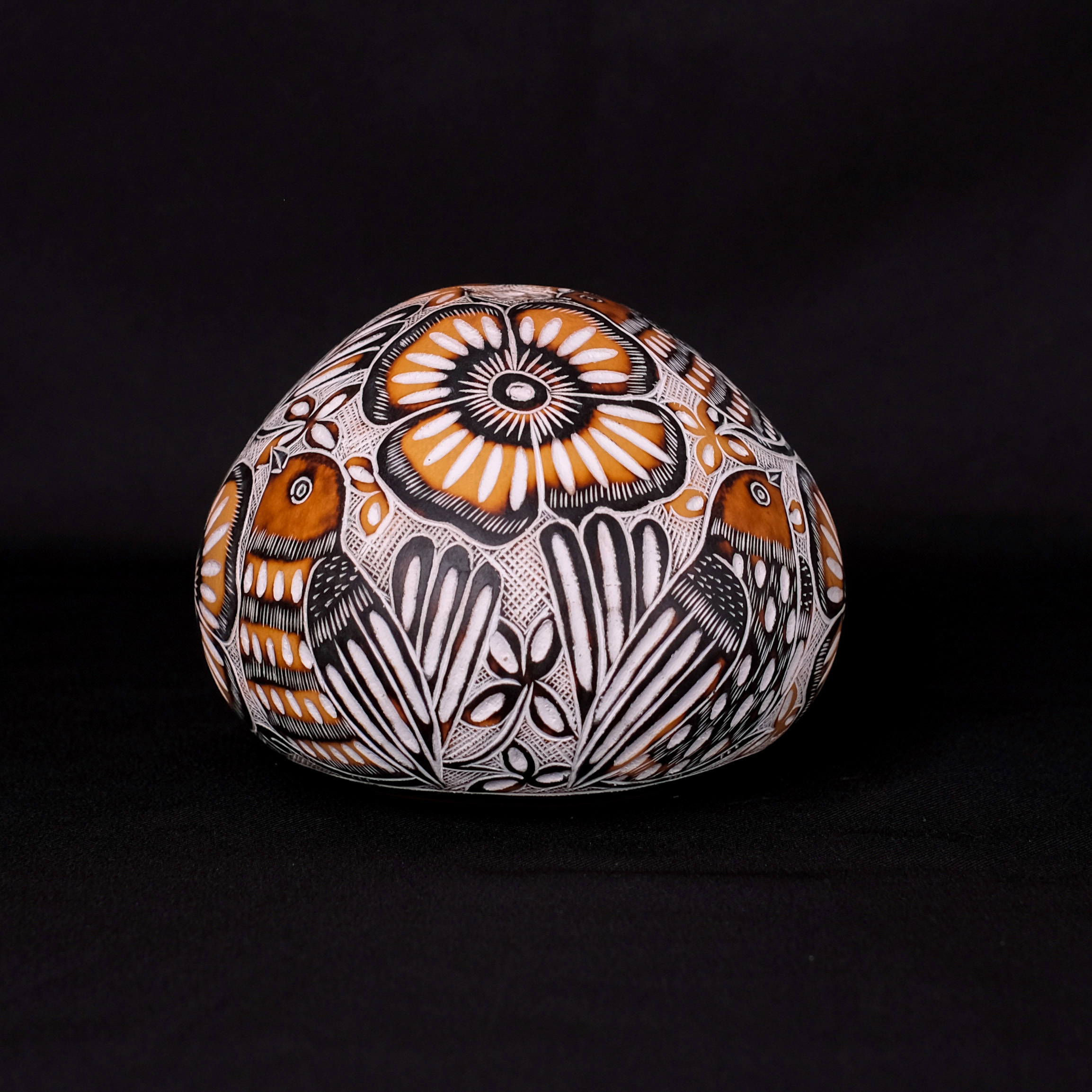 萬卡約葫蘆雕刻｜黃花與鳥 57｜秘魯