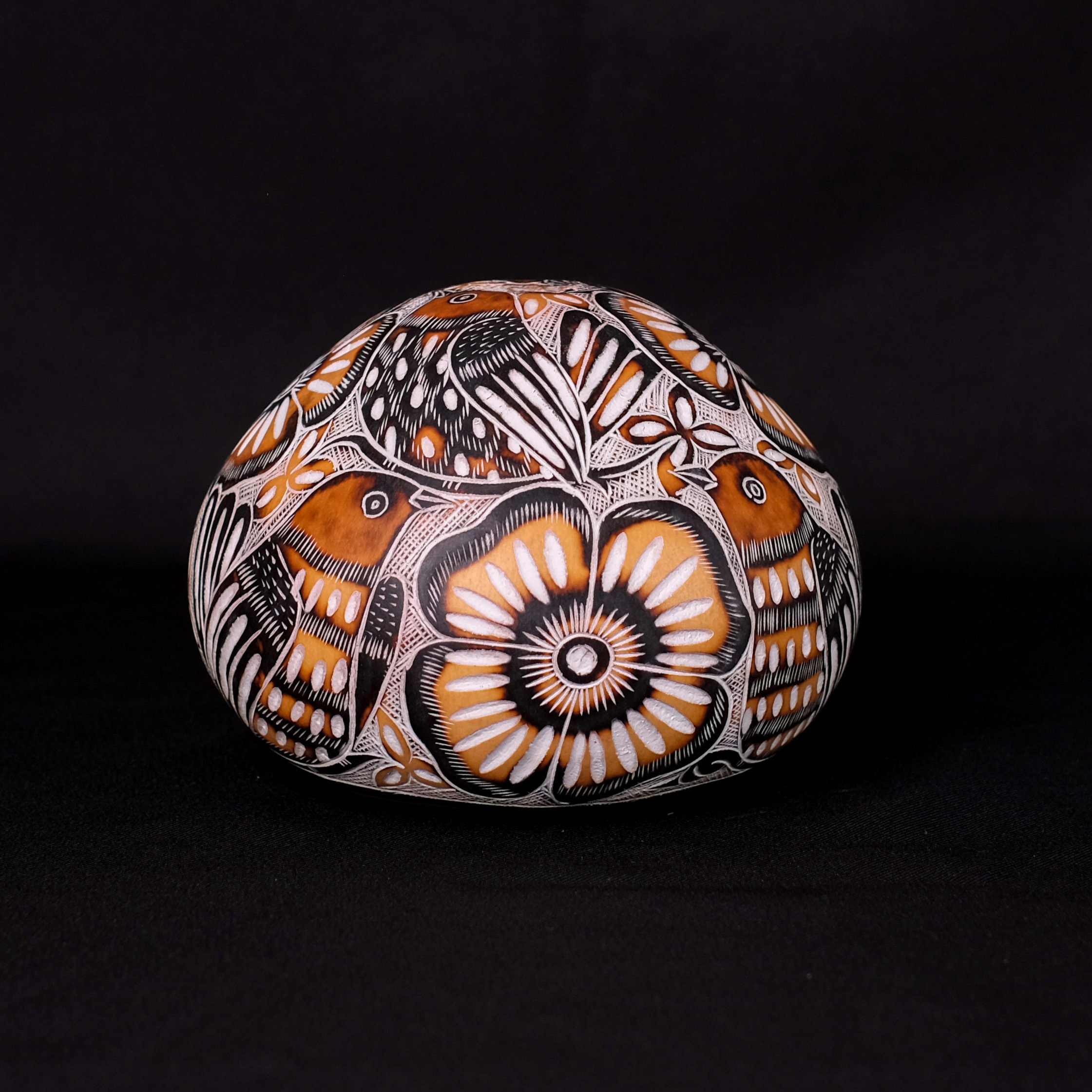 萬卡約葫蘆雕刻｜黃花與鳥 57｜秘魯