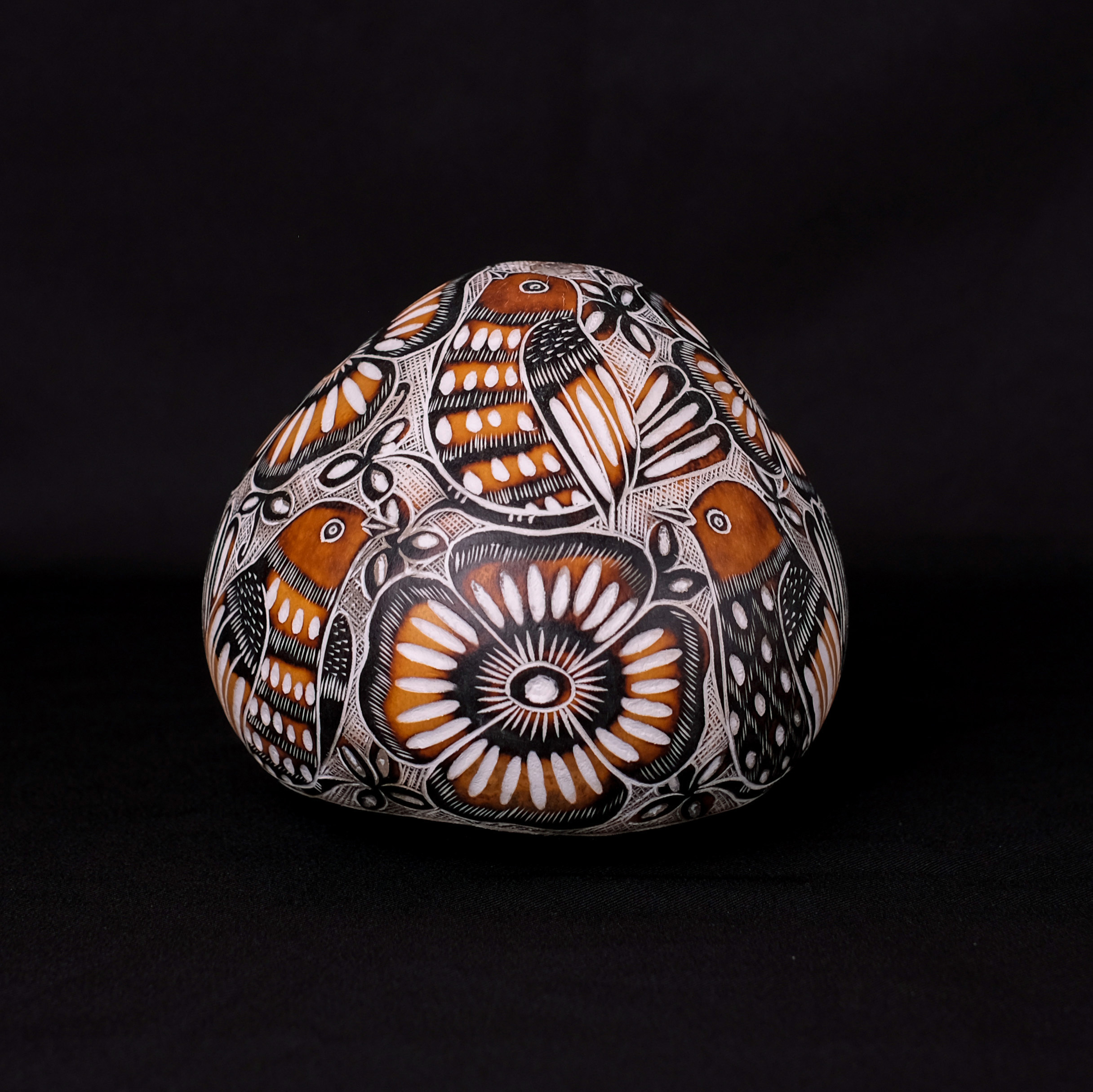 萬卡約葫蘆雕刻｜黃花與鳥 58｜秘魯