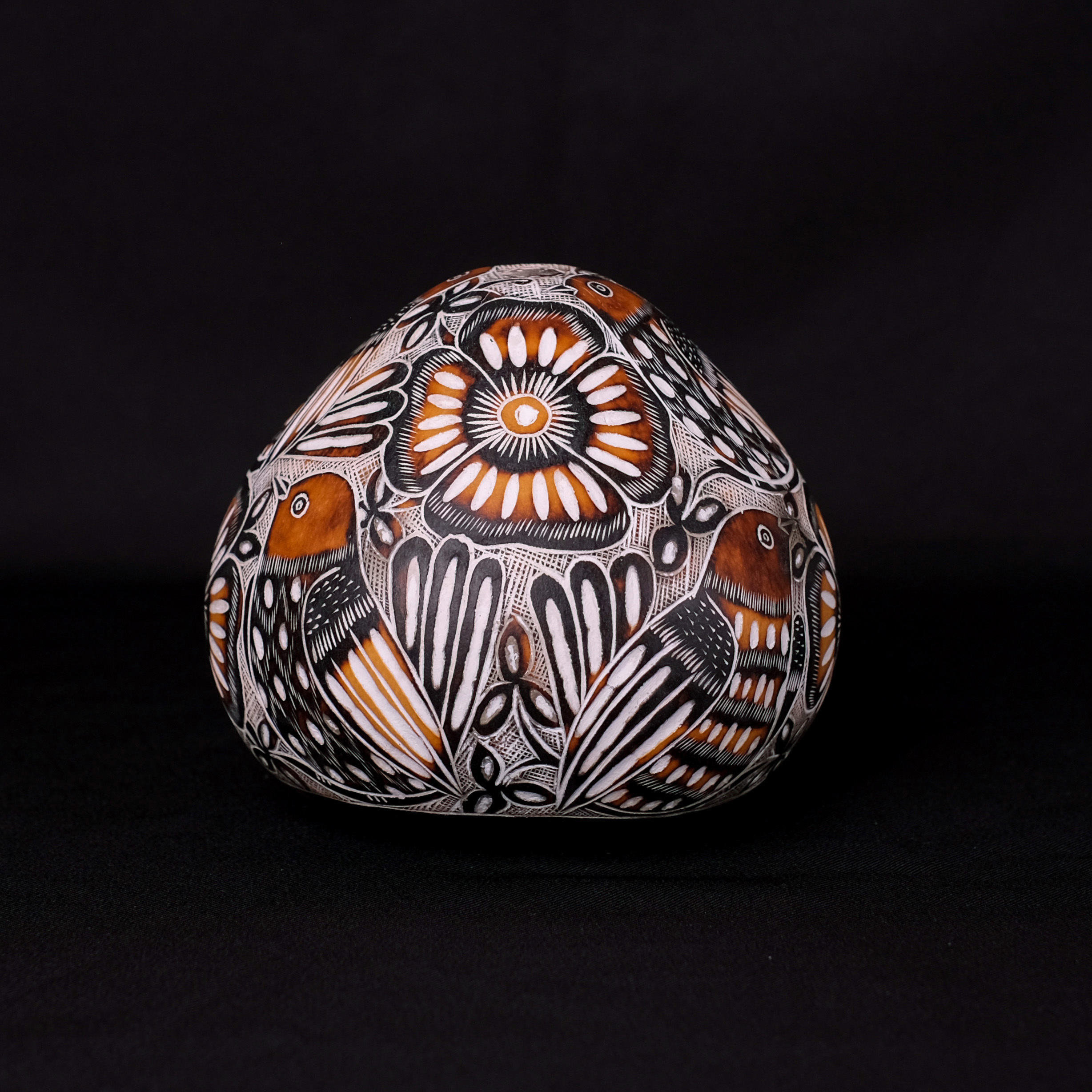 萬卡約葫蘆雕刻｜黃花與鳥 58｜秘魯