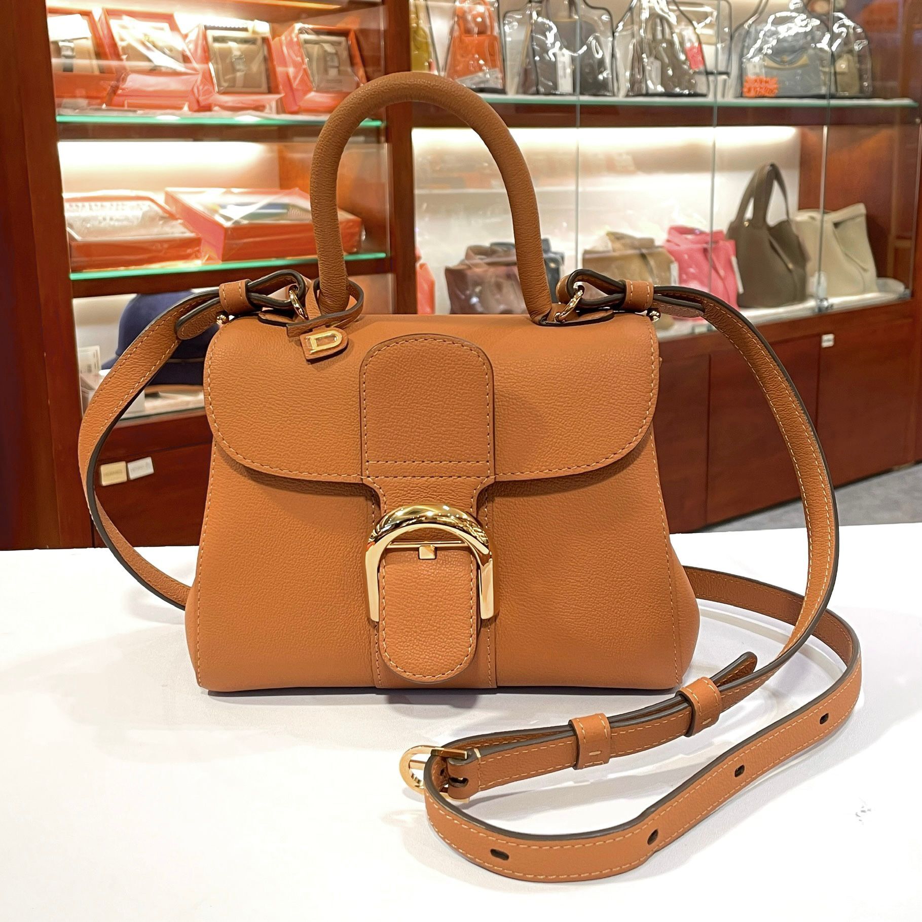 全新DELVAUX BRILLANT MINI 焦糖色/金扣 REDEO CALF #BRAND NEW #香榭站正品98382076