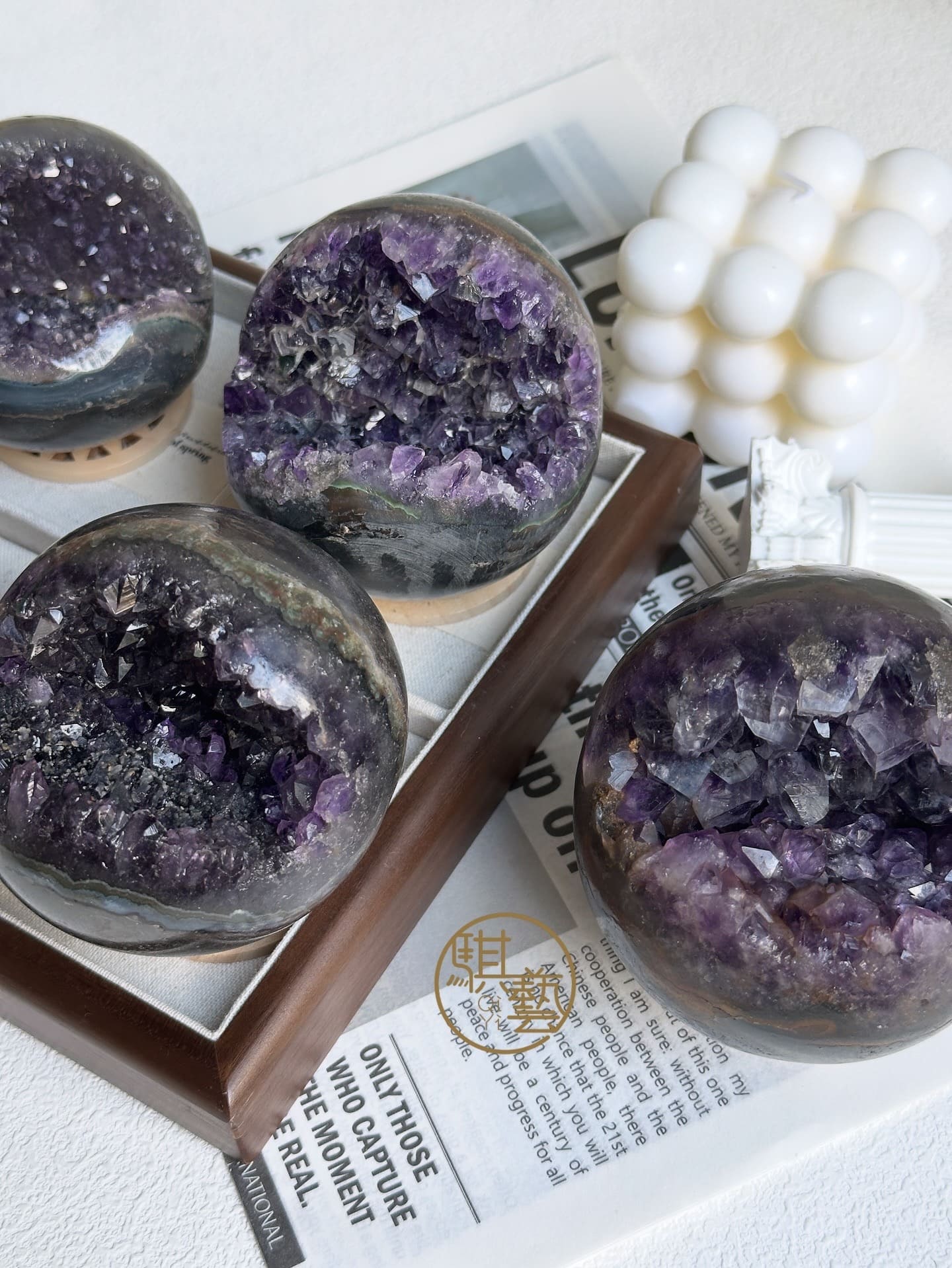 紫晶開口笑擺件｜天然紫水晶聚寶盆