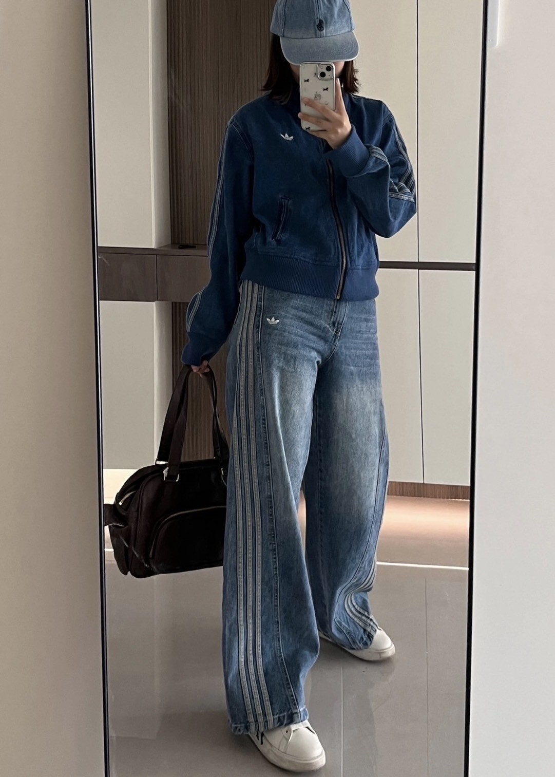 宋雨琦同款 Adidas originals 落地寬牛仔褲 藍