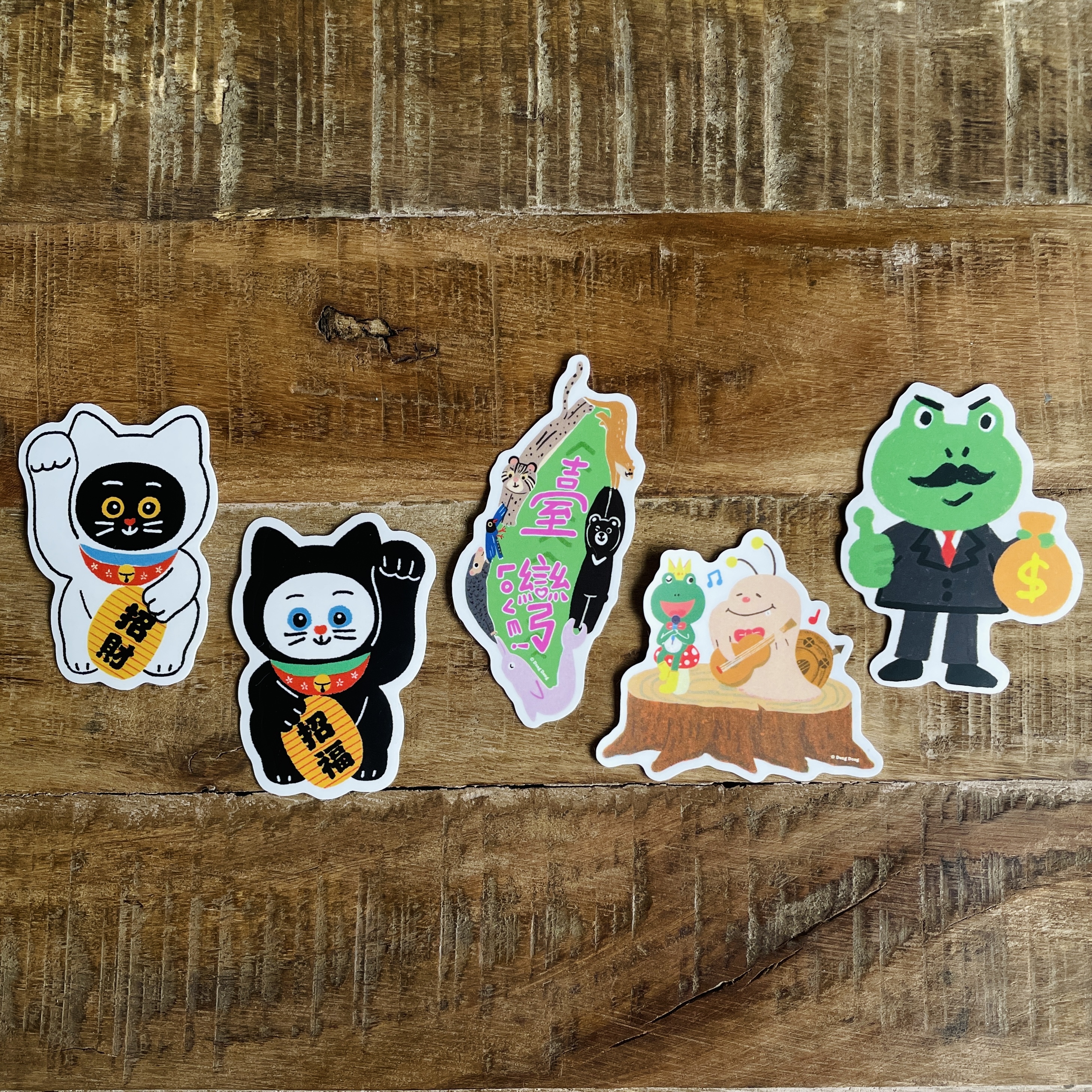 招財貓&小呱小蝸&台灣/防水貼紙