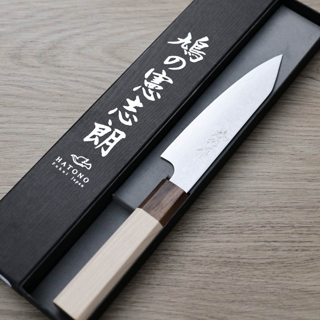 鳩野憲志朗 蔬果刀 135mm 銀三鋼 大馬士革