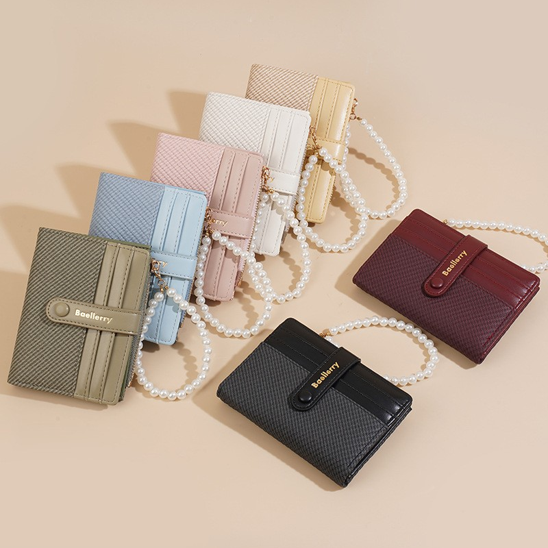 French Pearl Chain Snap Multi-Card Holder