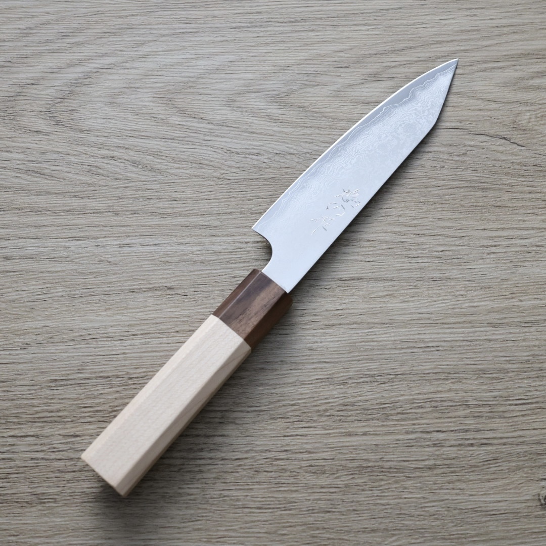 鳩野憲志朗 蔬果刀 135mm 銀三鋼 大馬士革