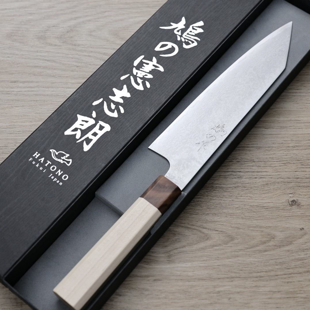 鳩野憲志朗 牛刀 210mm 銀三鋼 大馬士革