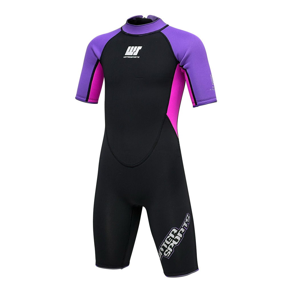 3.5mm 兒童 CR 絨毛內裡游泳連身保暖衣 - 紫/粉紅