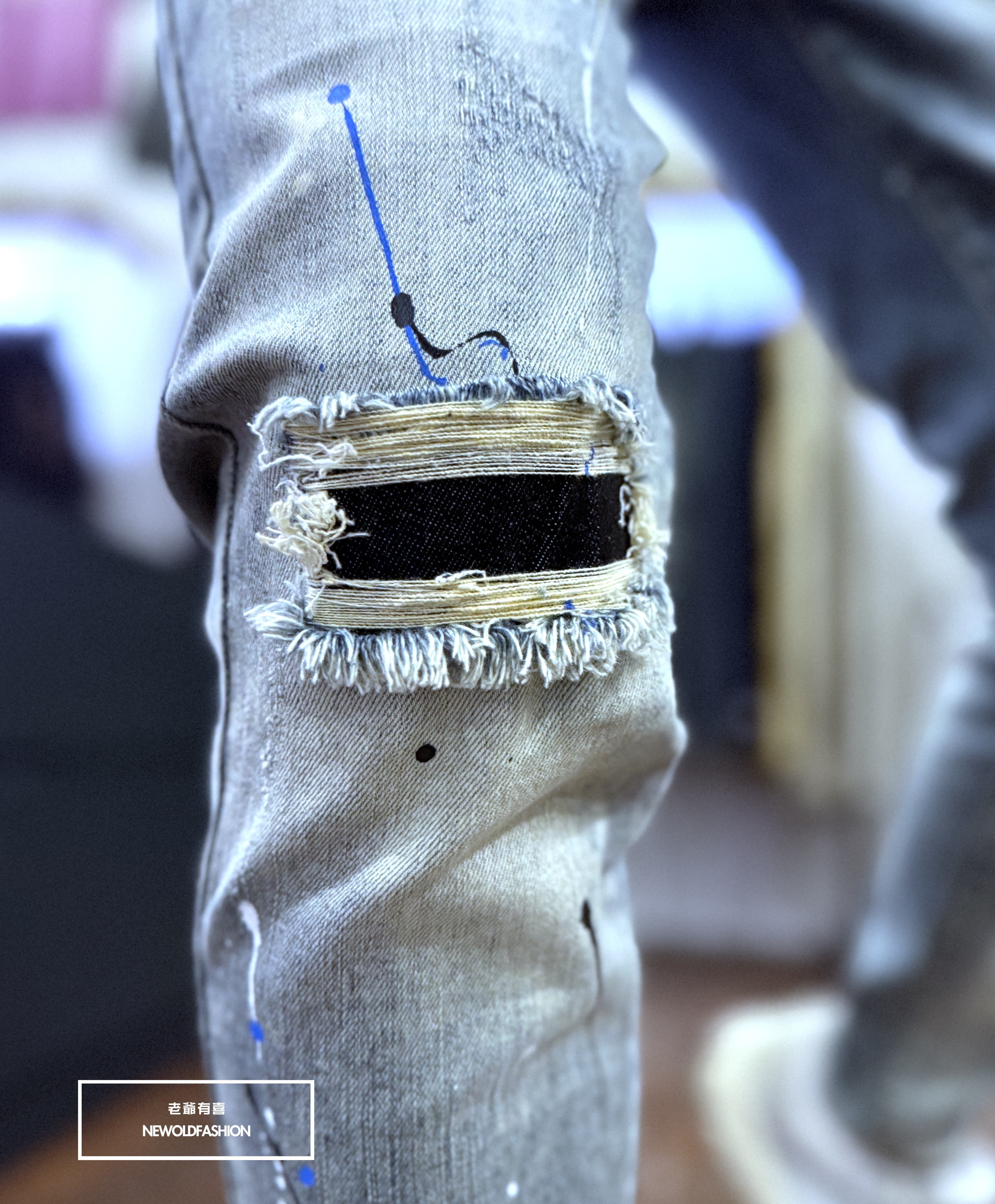 『新品上市』重磅潑漆梯形補丁破壞小直筒(NOF22123881)