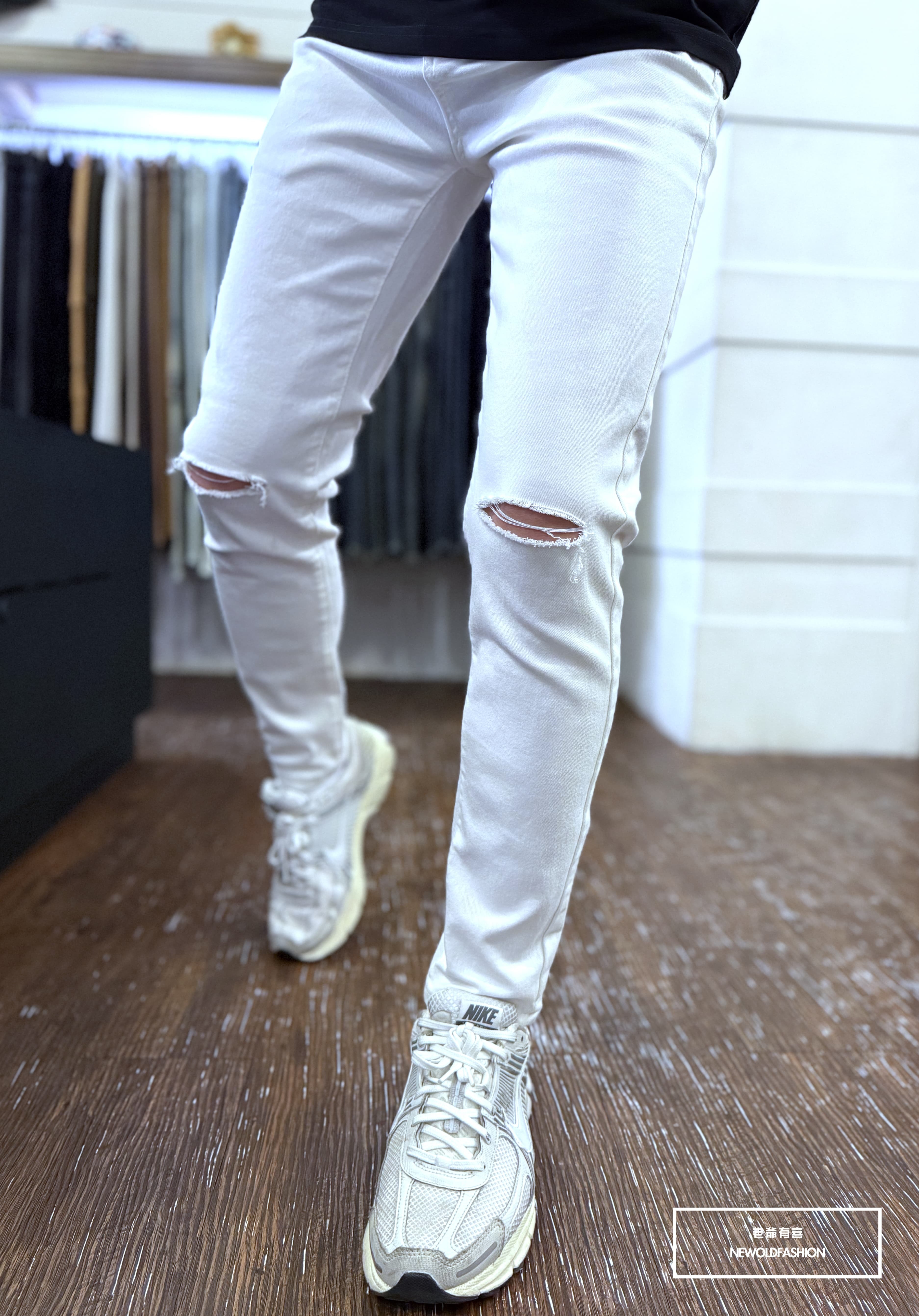 『熱銷到貨』重磅全素膝破壞小直筒褲(NOF21093076)