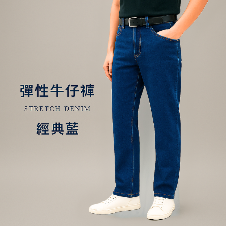 甄褲｜（2025年最新）彈性牛仔褲｜中高腰直筒・高含棉・透氣吸・台灣製造（30~39 吋）免費改長