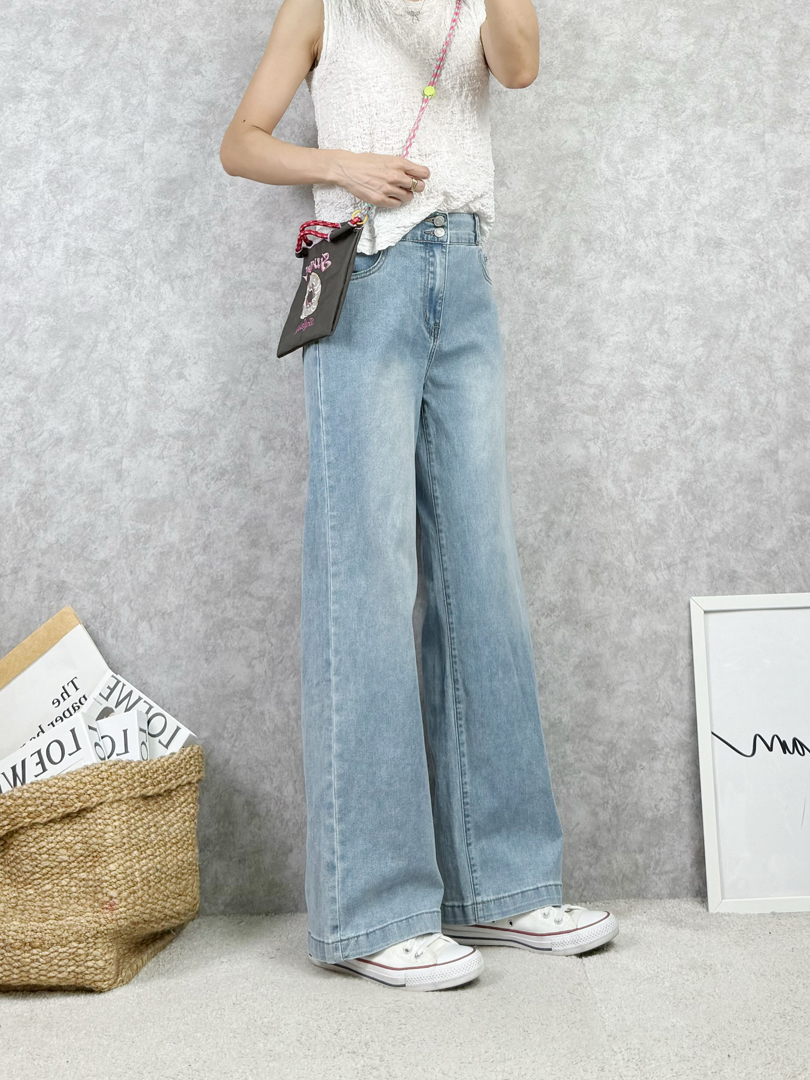 輕鬆就有視覺系長腿的牛仔寬褲