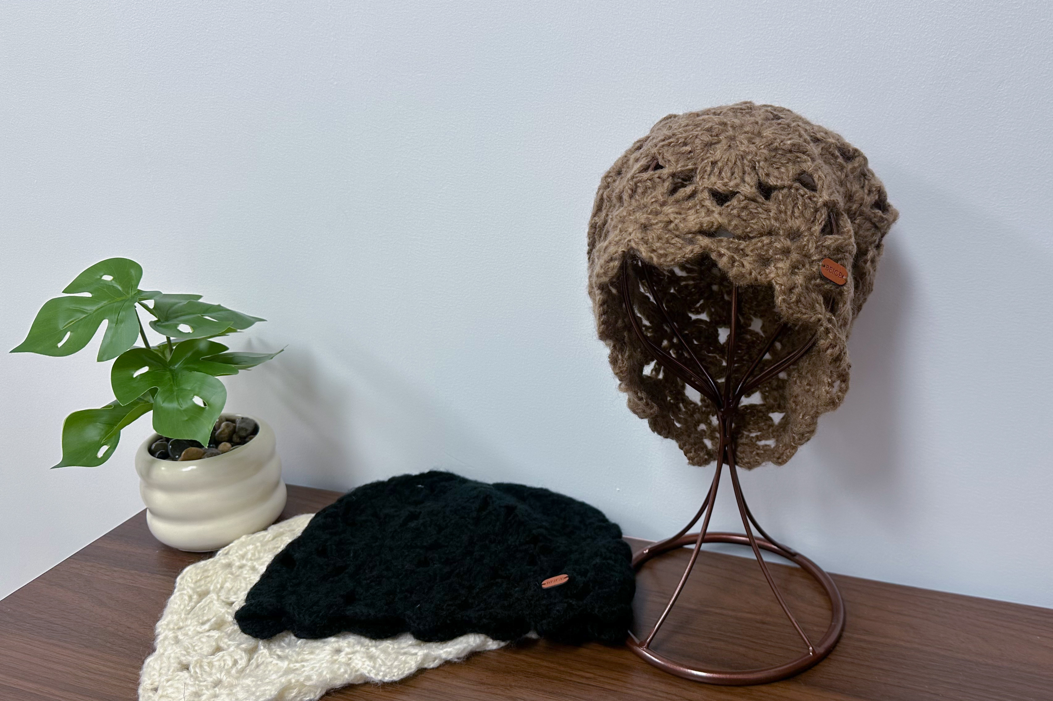 針織冷帽(米/黑/灰)