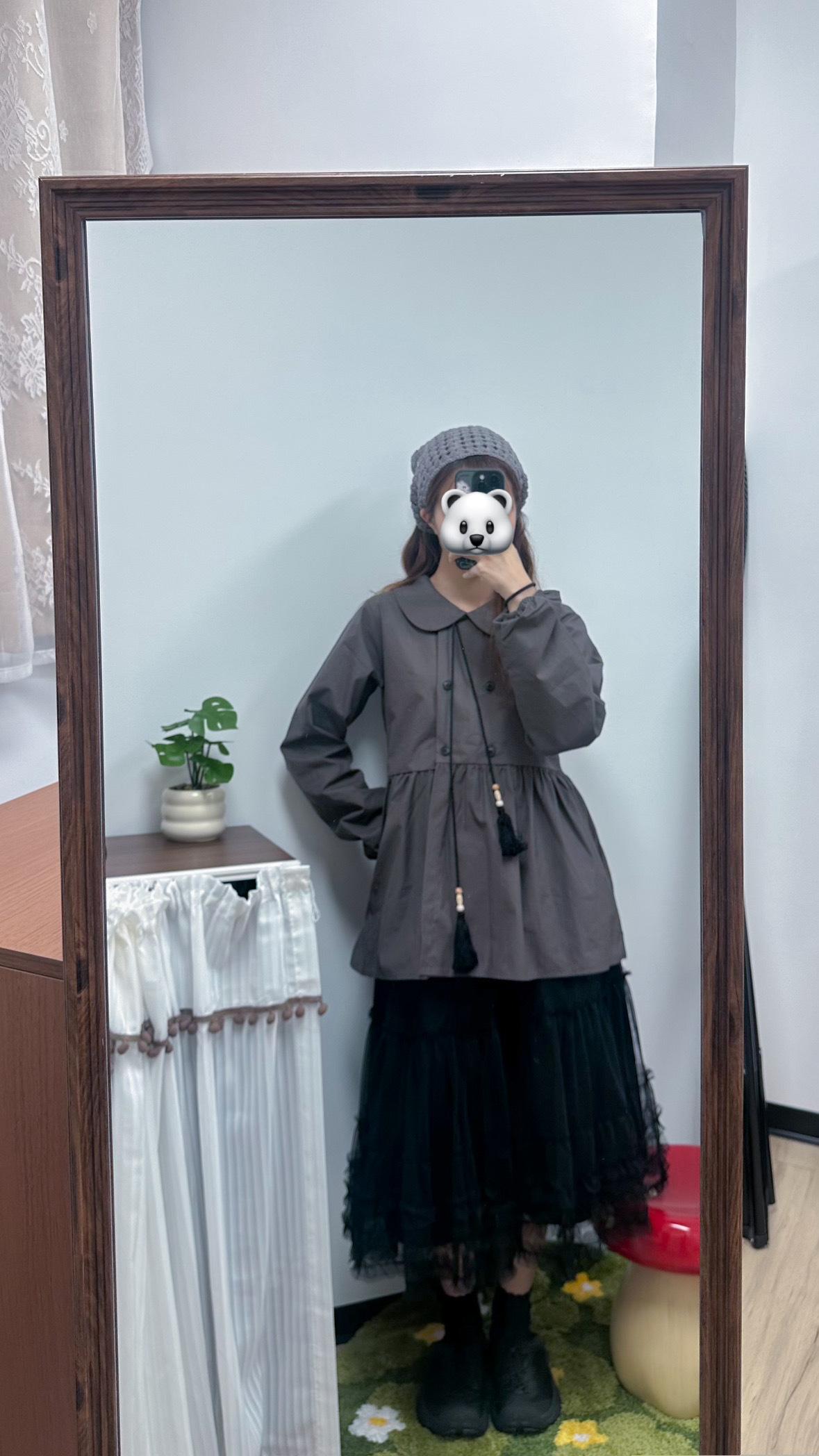 娃娃領傘傘TOP (啡/白)