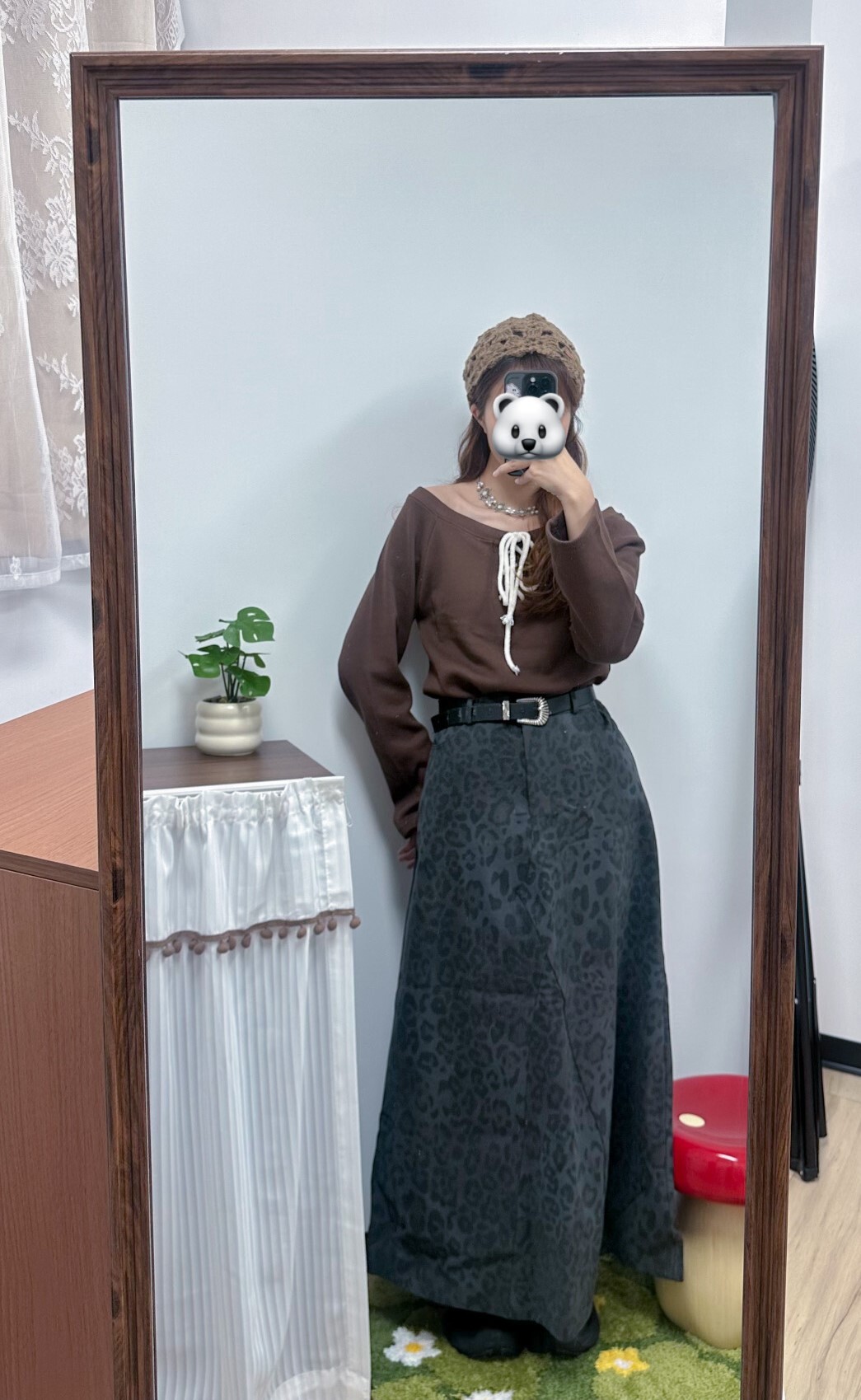 綁帶露肩TOP (啡/白)