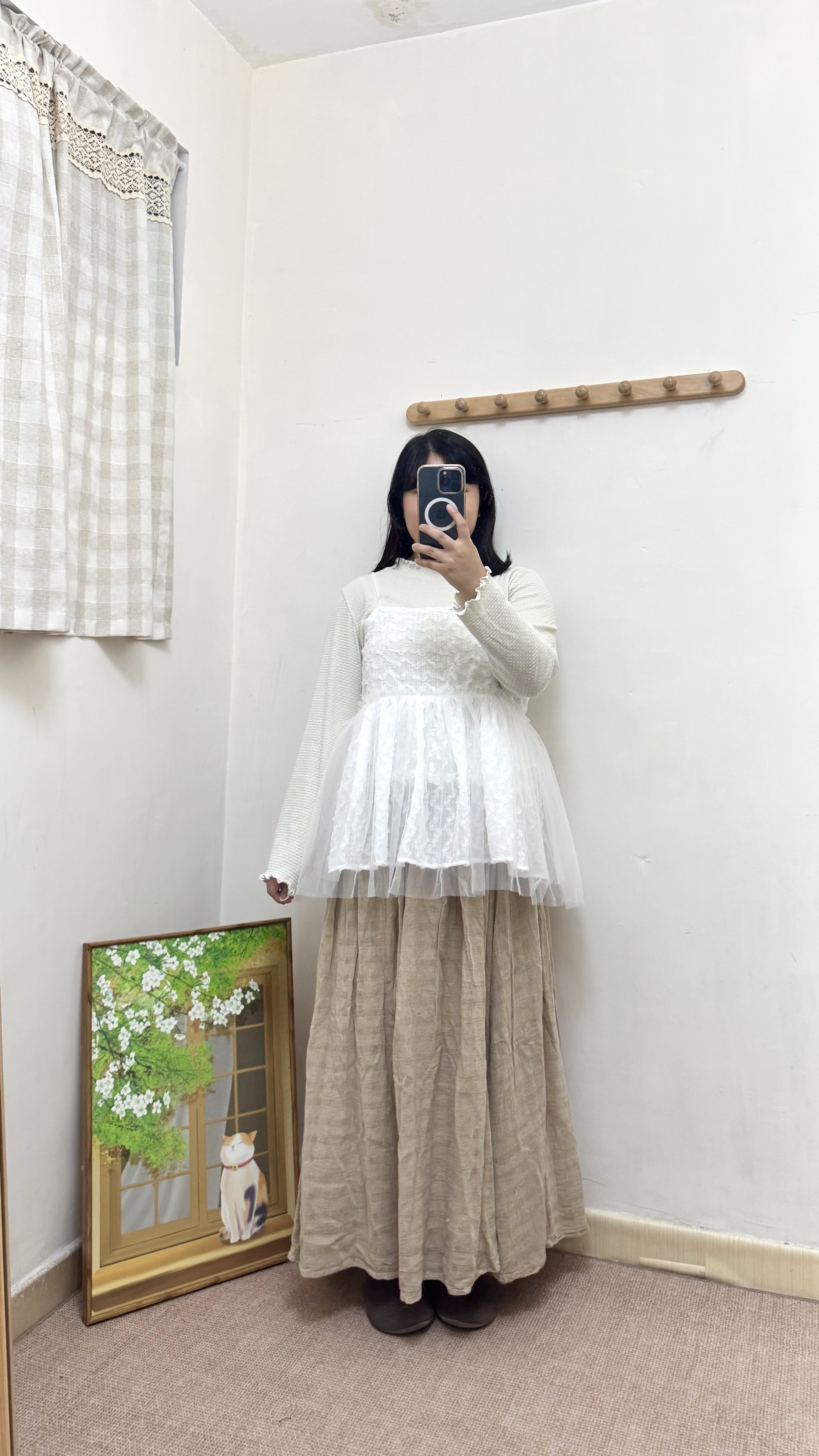 暗紋棉麻布半身裙