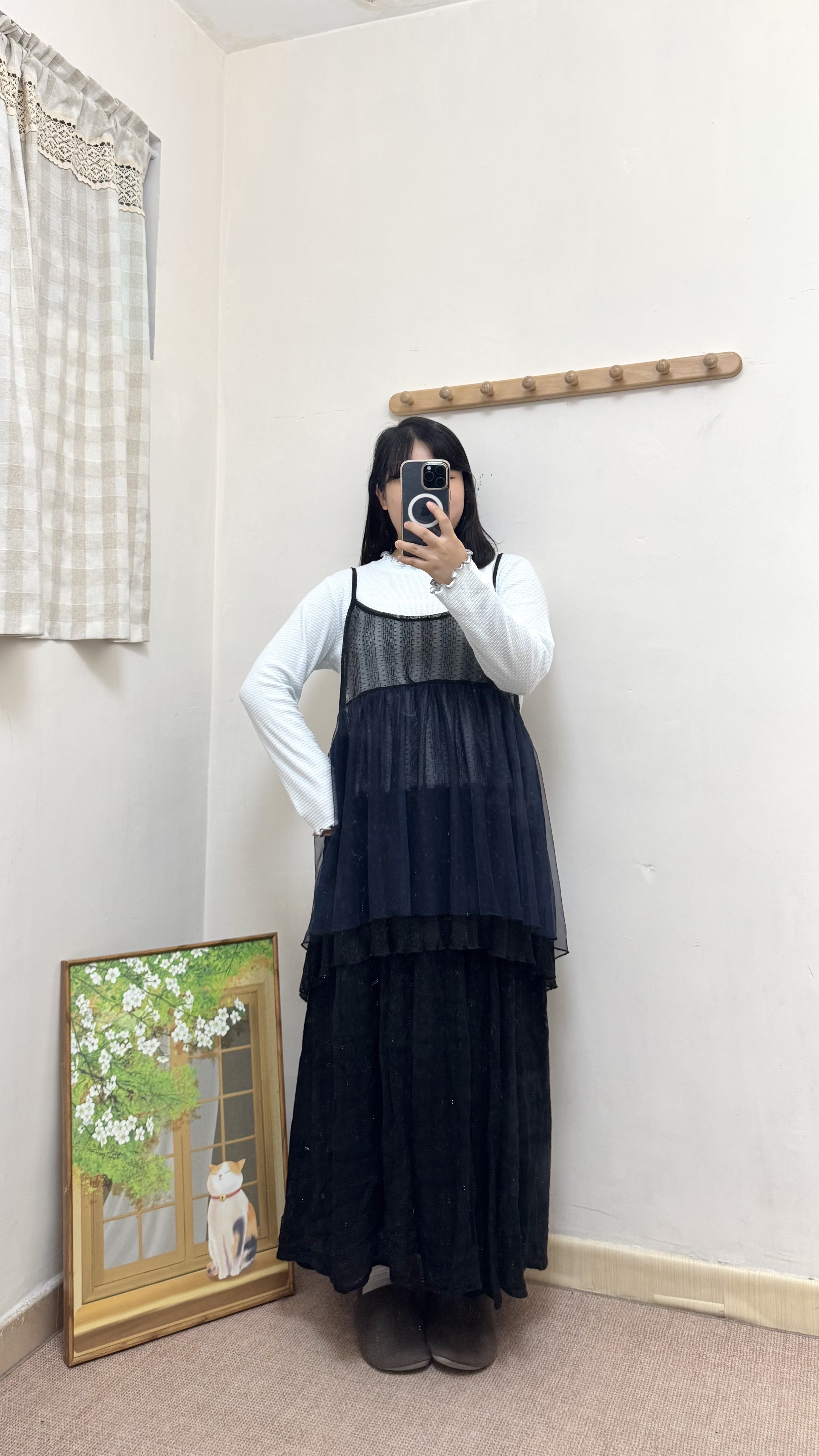 拼色Ruffle領長袖Top