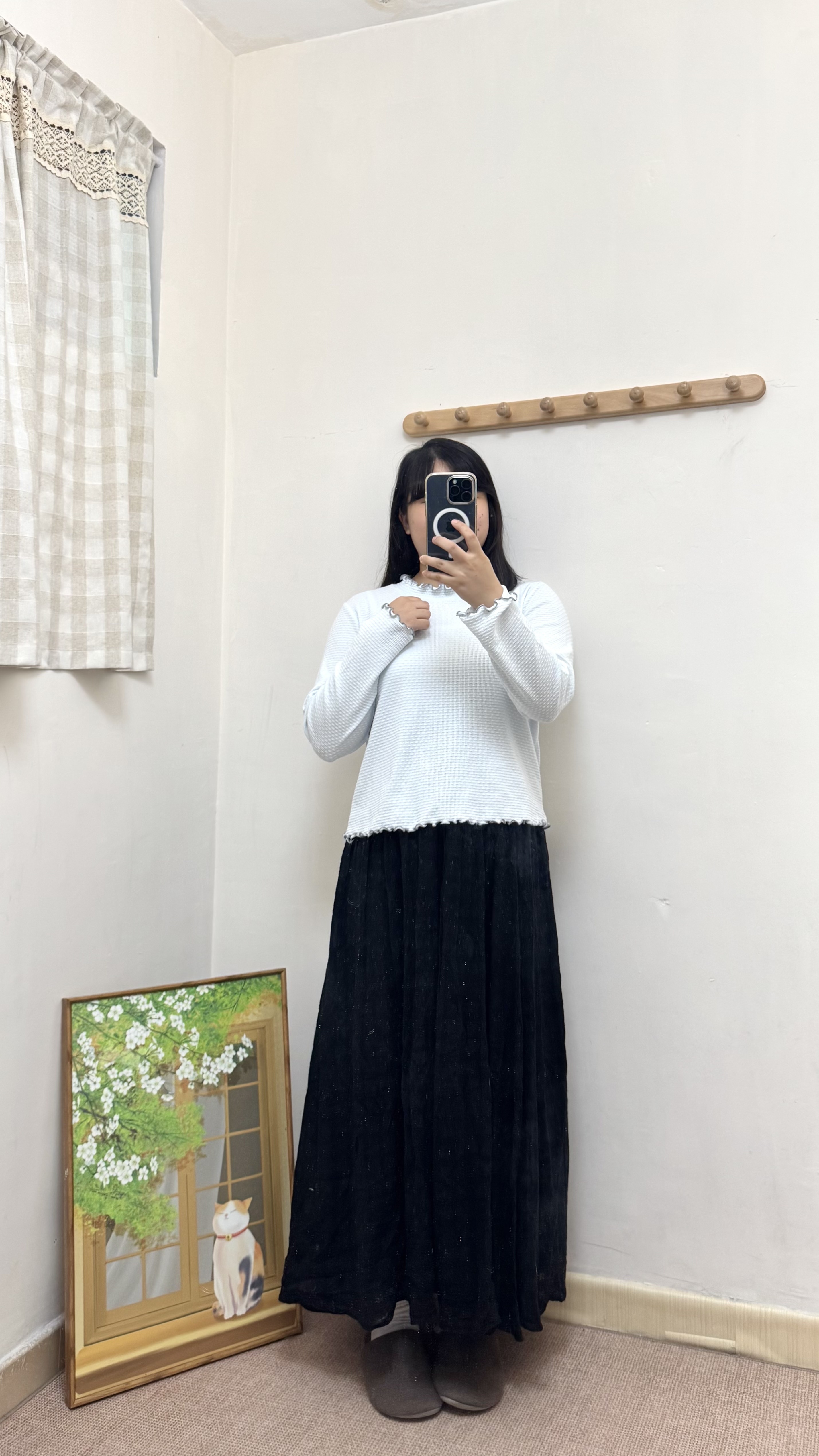 拼色Ruffle領長袖Top