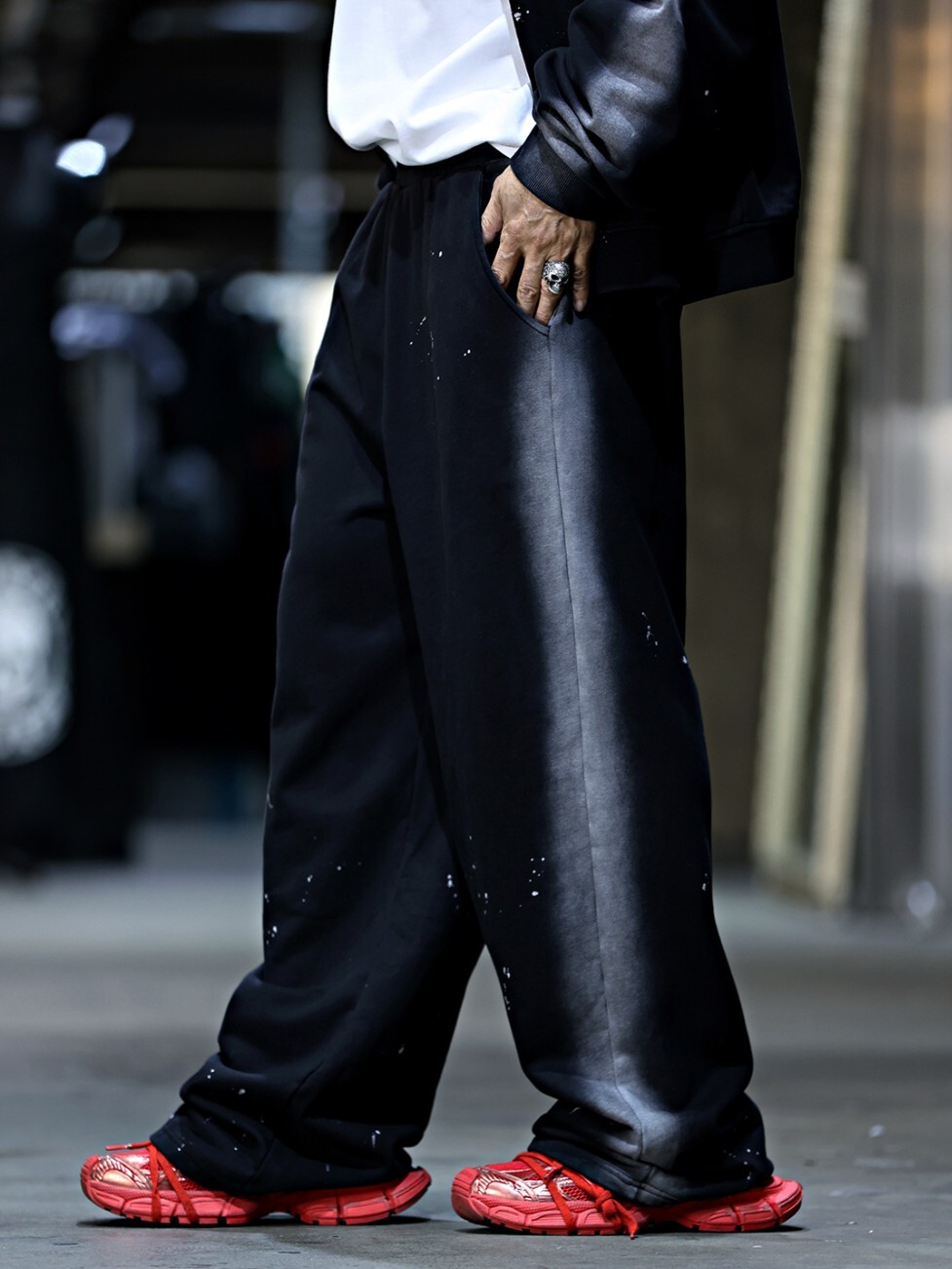 Sideline 水洗噴色塗鴨休閒褲