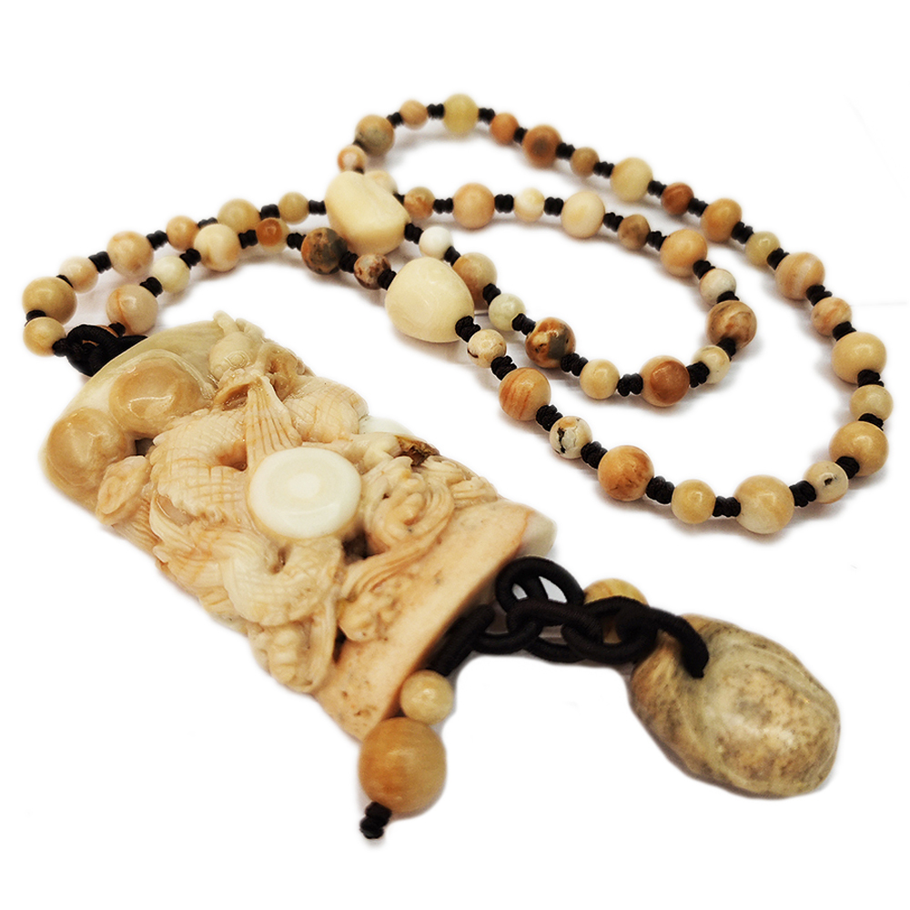 龍宮舍利{祥龍吐珠}手工巧雕能量項鍊_A51【十方】155014