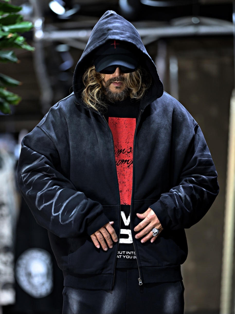 抗皺刷洗連帽拉鍊外套