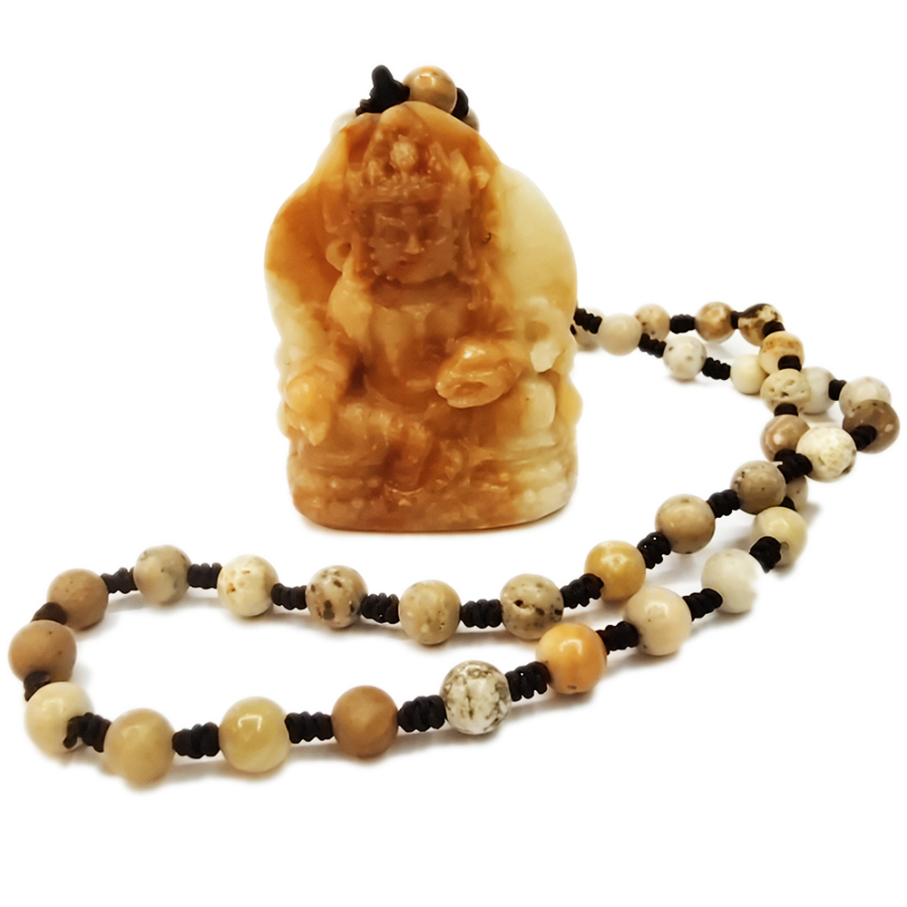 龍宮舍利{黃財神 } 手工巧雕能量項鍊_A49【十方】155030