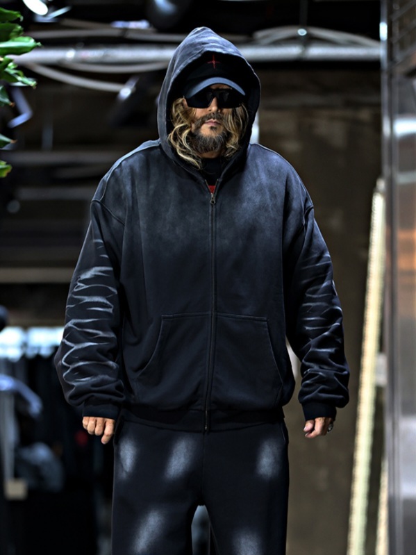 抗皺刷洗連帽拉鍊外套