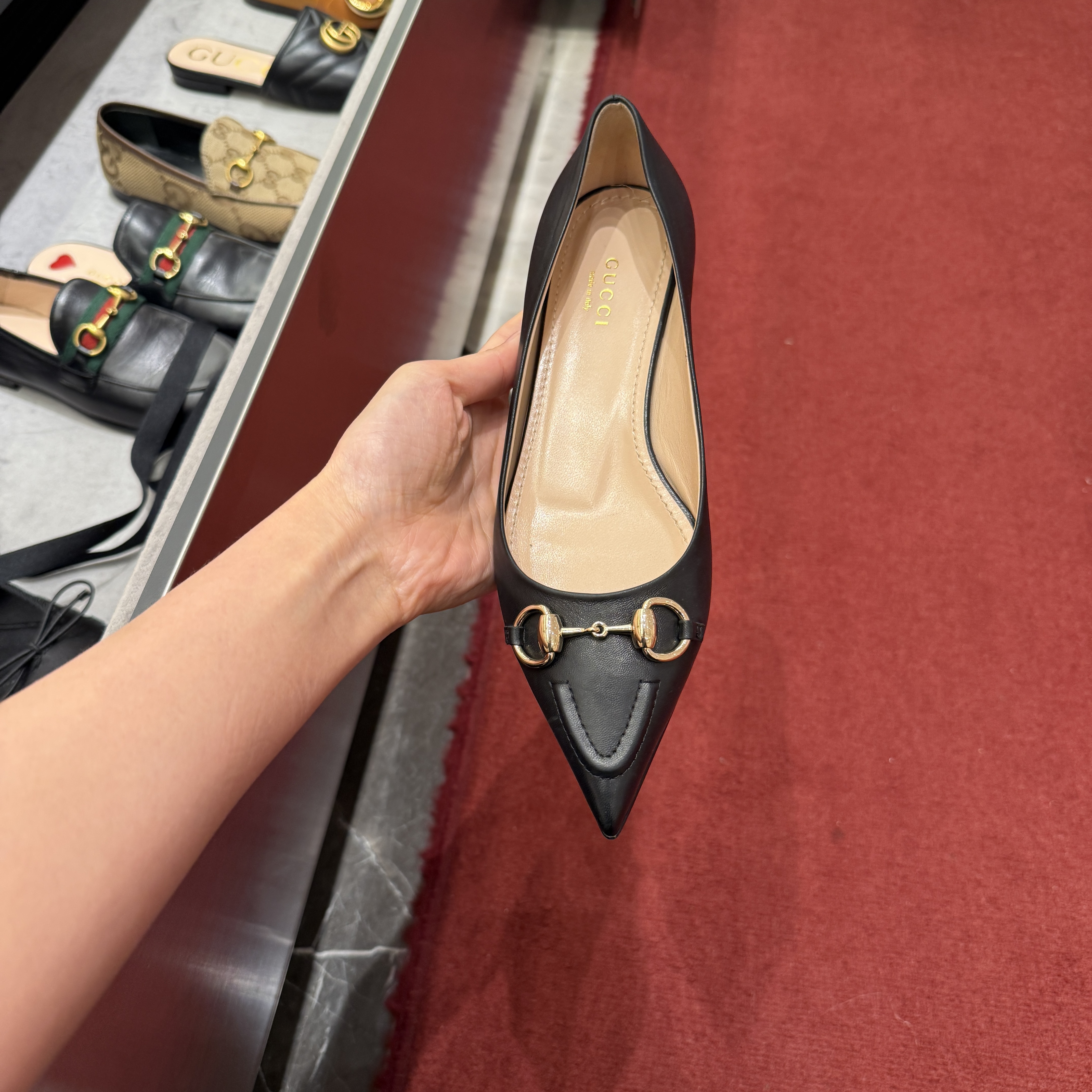 Gucci Erin horse-bit pointed flats black 787776