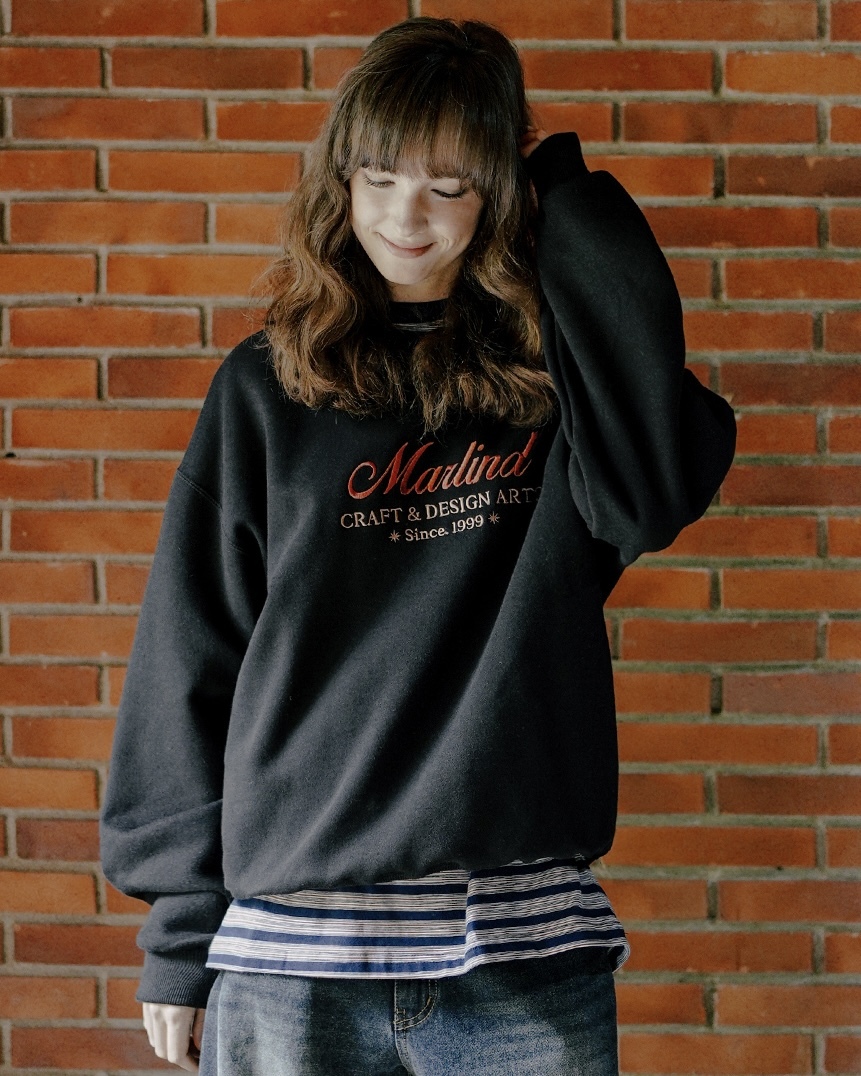 <預購> 韓國WV PROJECT 電繡英字母MARLIND高磅刷毛大學T