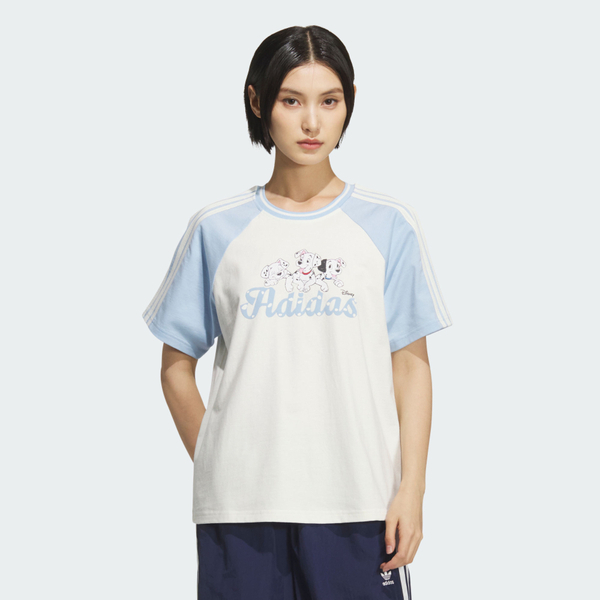Adidas 愛迪達 W Raglan Tee KG6698 女 T恤 運動上衣 休閒短袖 101忠狗 米 藍 亞版