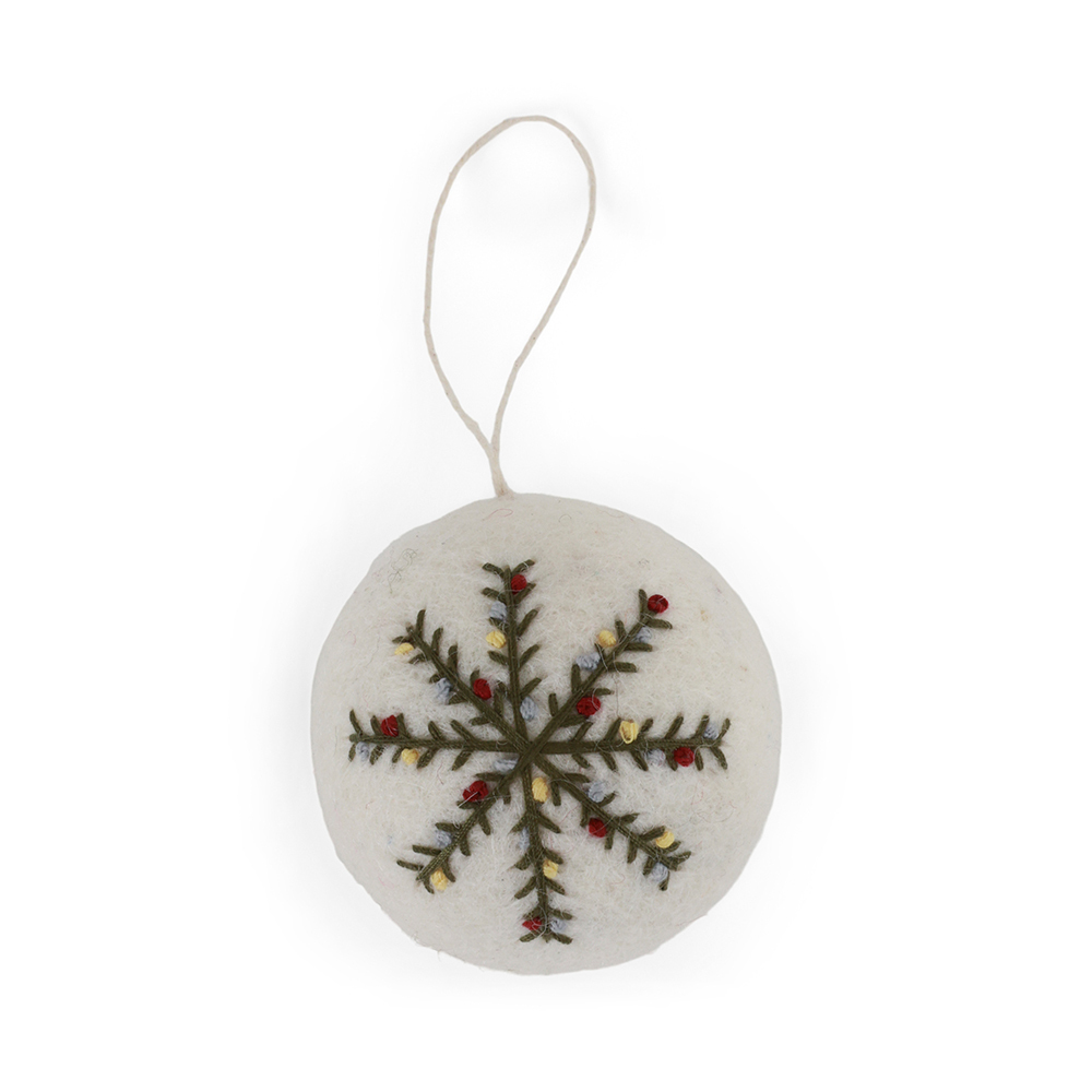 丹麥Gry&Sif 聖誕掛飾-Christmas Bauble-White w/Snowflake(13425)