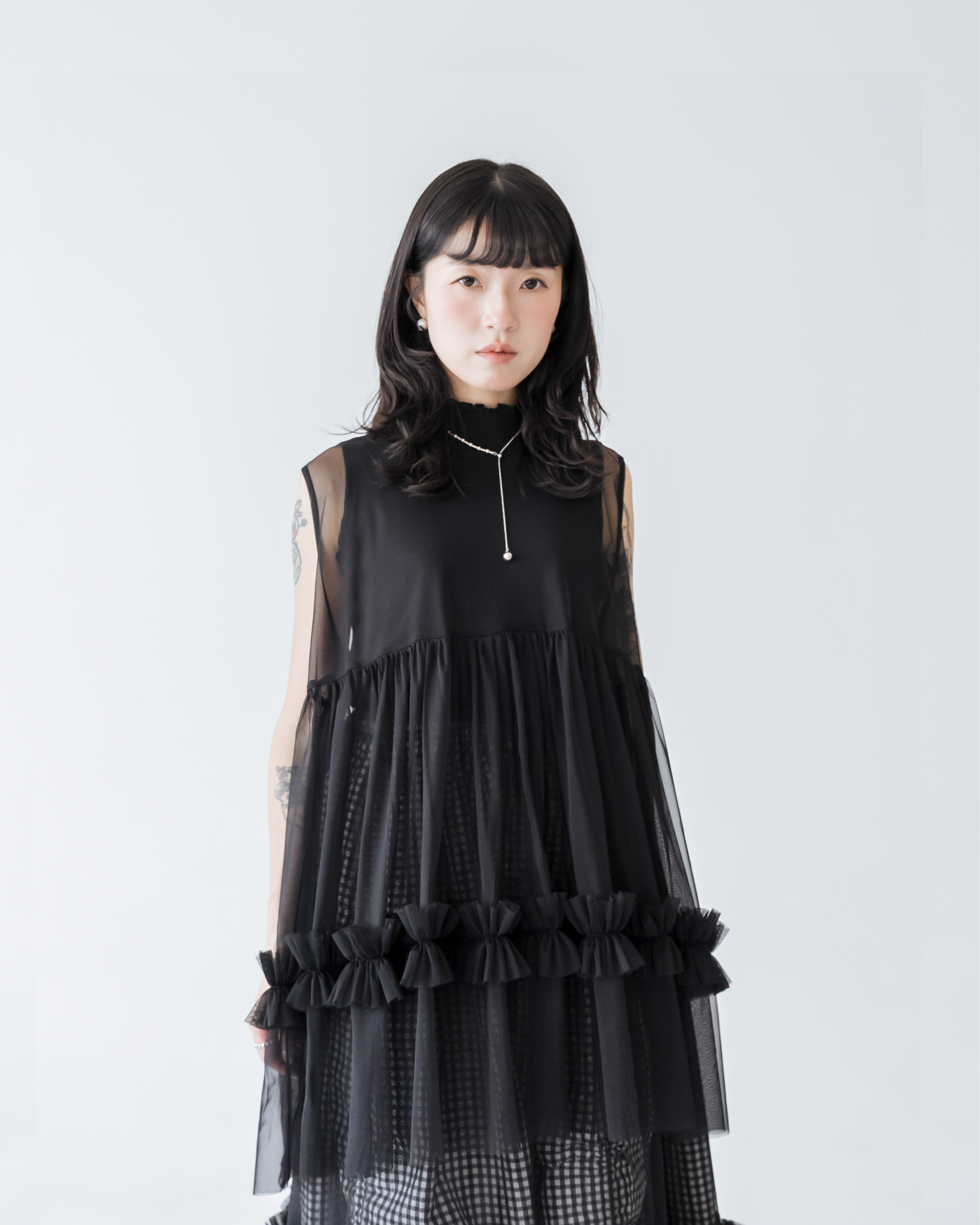 【 Kiki.co Made 】Kiki And Bouba Sheer Midi Vest - Black