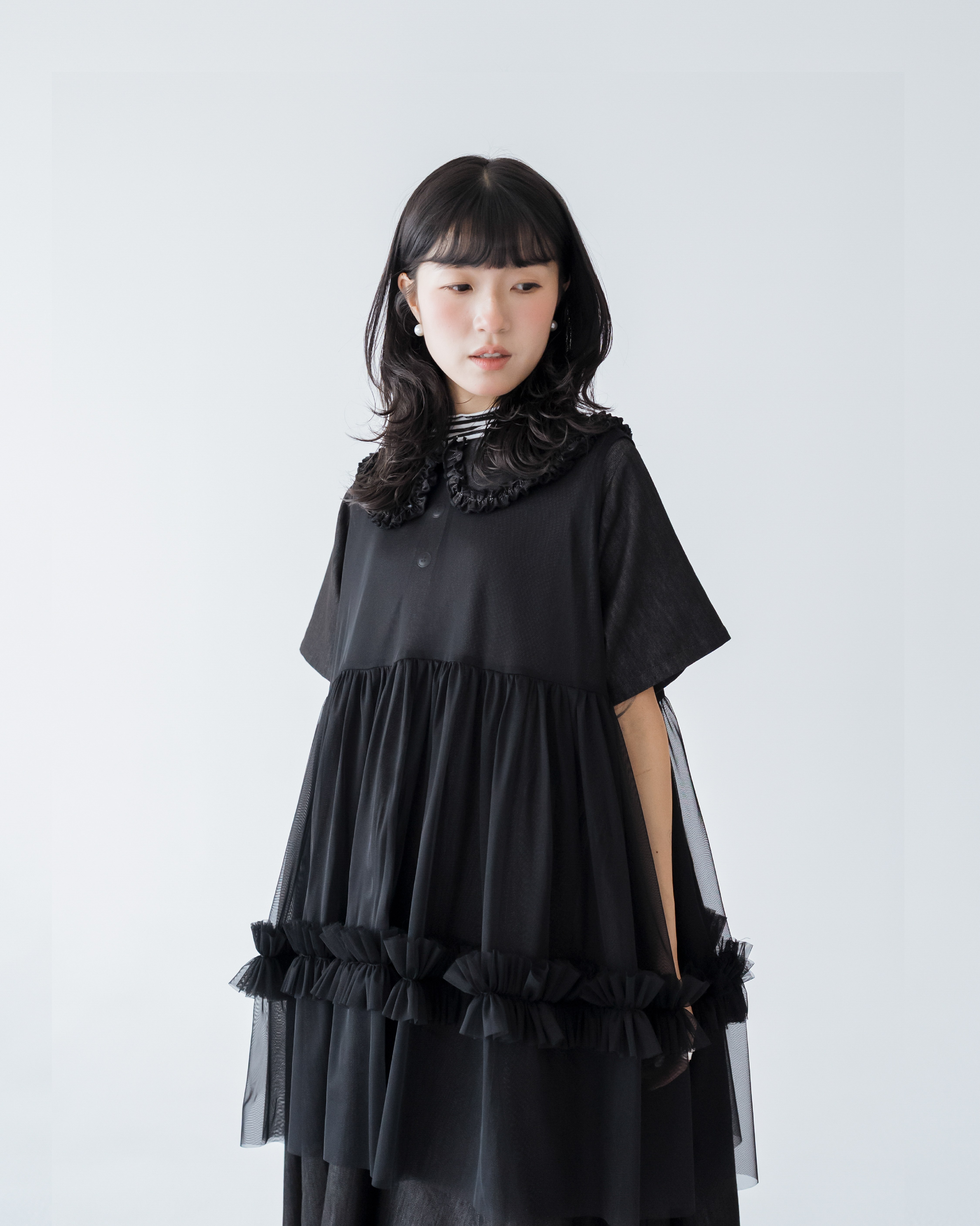 【 Kiki.co Made 】Kiki And Bouba Sheer Midi Vest - Black