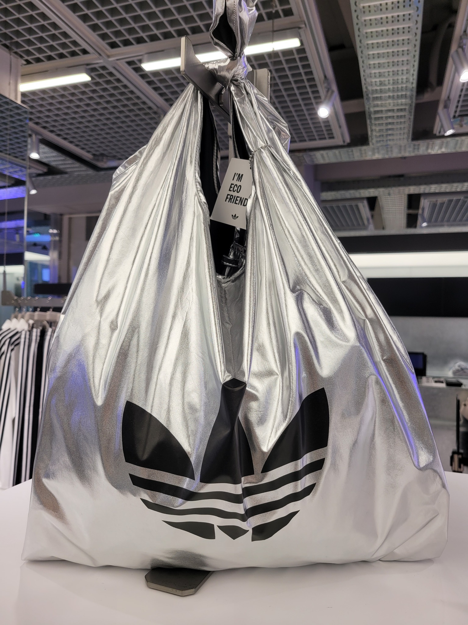 韓國限定  adidas 銀色環保購物袋