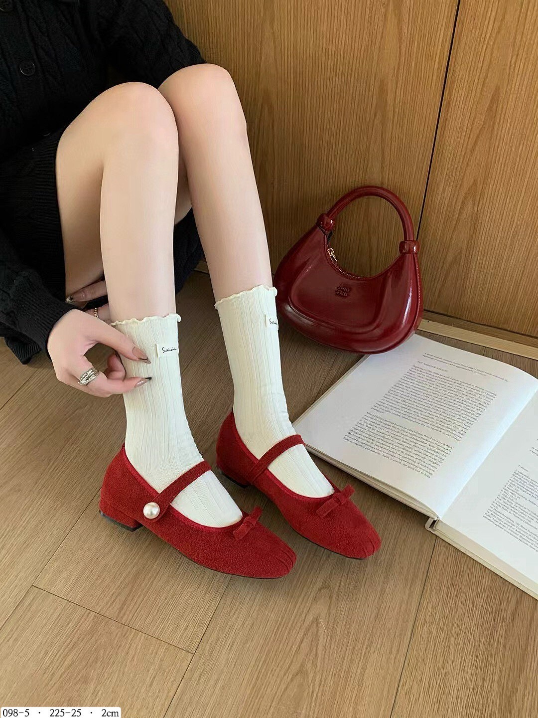 098-5韓國柔霧瑪莉珍珍珠單鞋