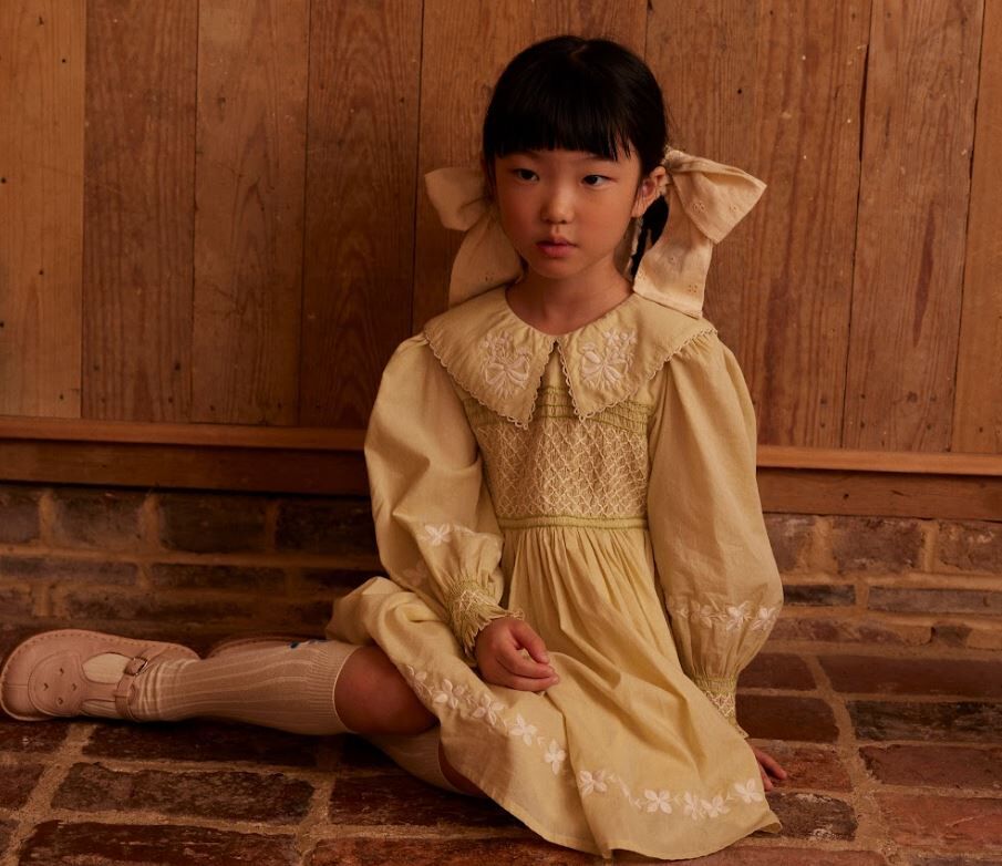 Apolina 甜美復古刺繡洋裝 Carey Dress - Lichen