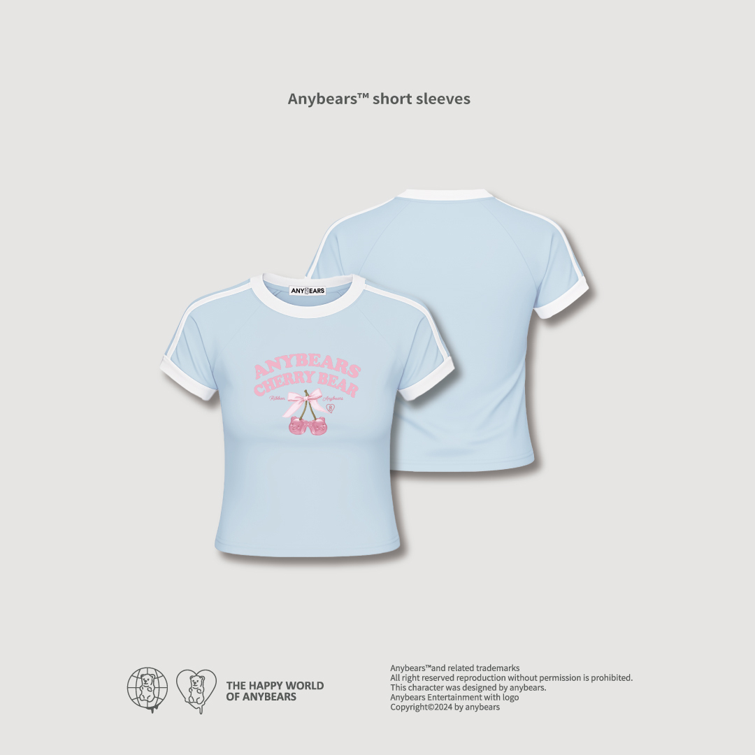ANYBEARS® Ribbon Cherry Bear Crop Top 緞帶櫻桃熊 短版上衣